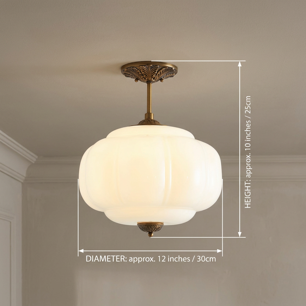 Jadeira | Jade Glass Ceiling Light with Brass Fittings | Dimmable Entryway Light Fixture