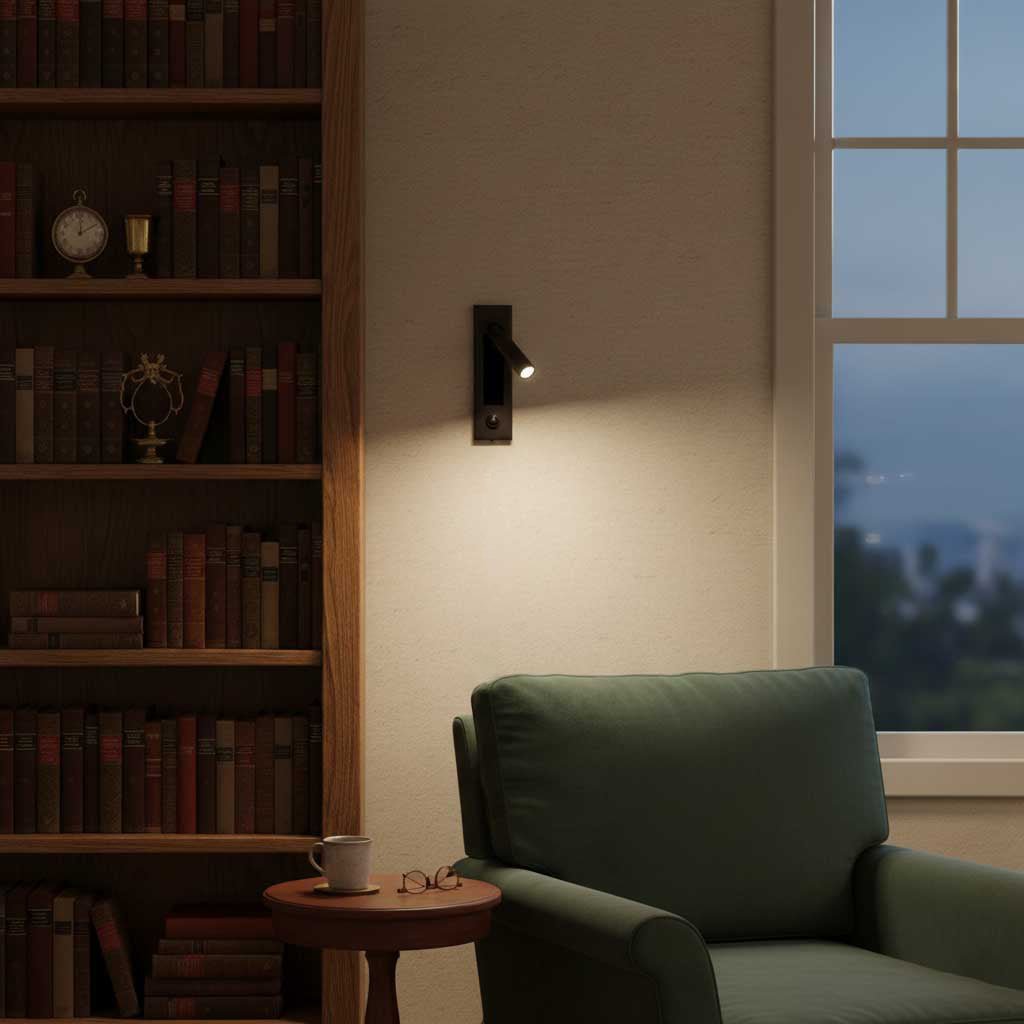 Nocturnis | Recessed LED Bedside Sconce with Adjustable Head | Reading Light for Bedroom