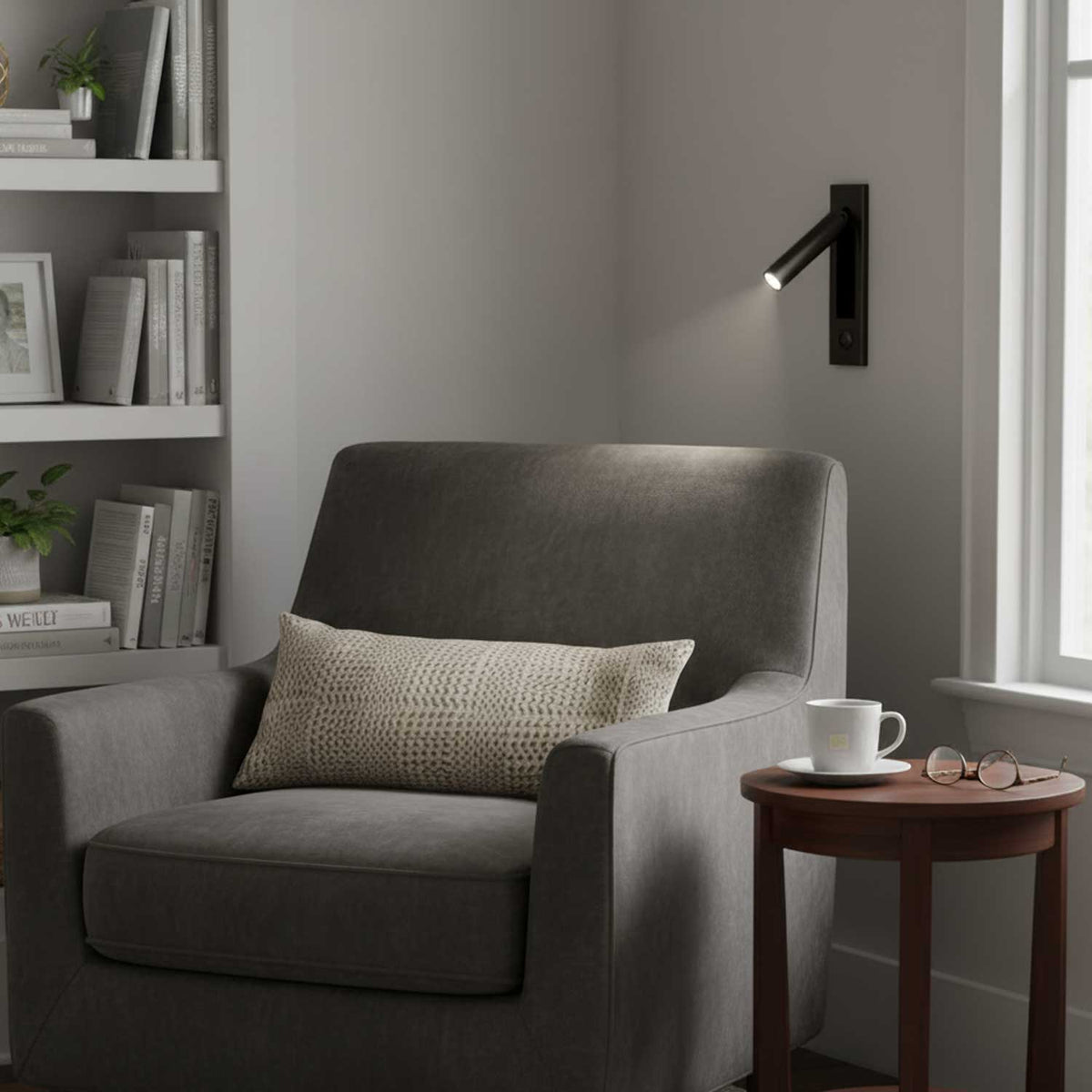 Nocturnis | Recessed LED Bedside Sconce with Adjustable Head | Reading Light for Bedroom