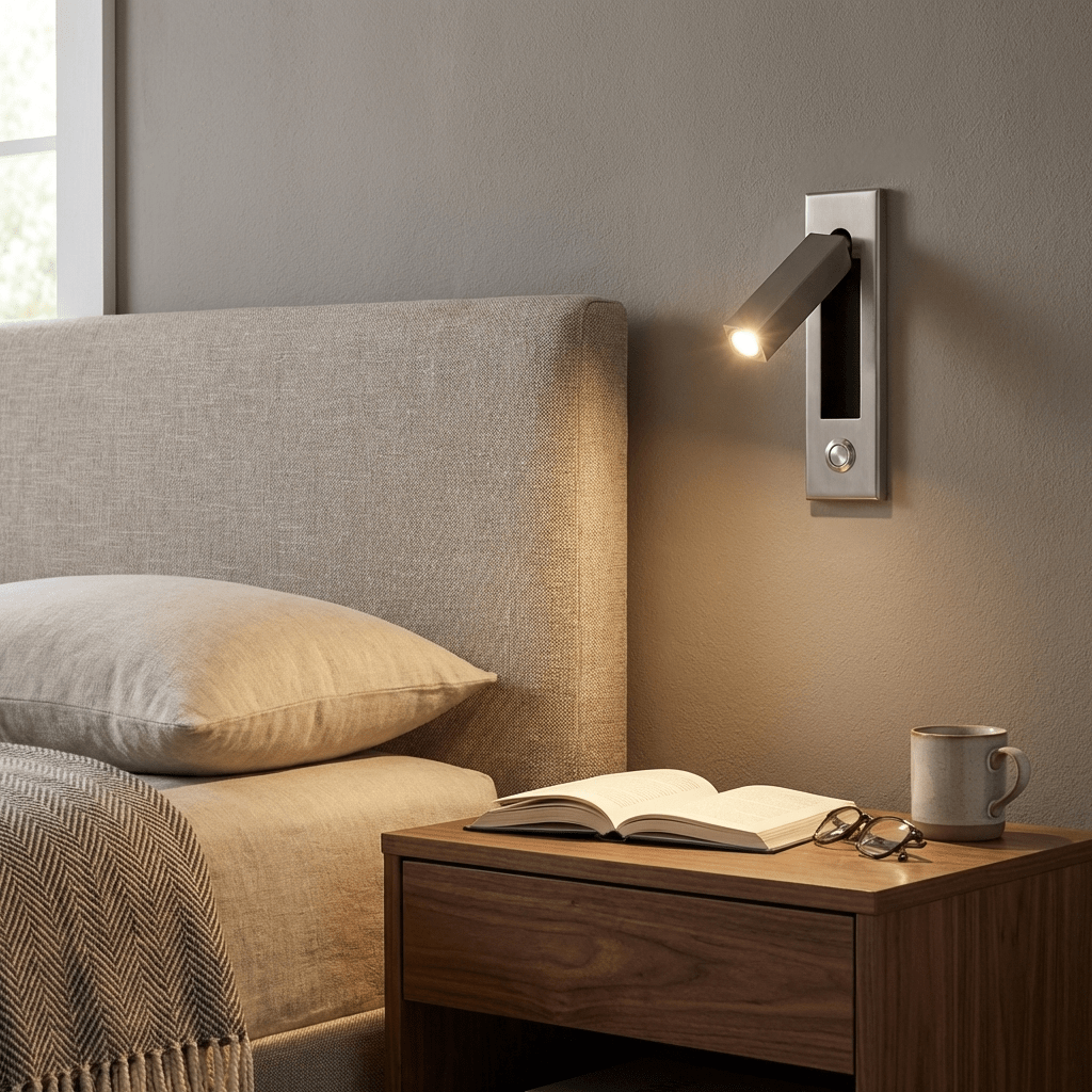 Nocturnis | Recessed LED Bedside Sconce with Adjustable Head | Reading Light for Bedroom