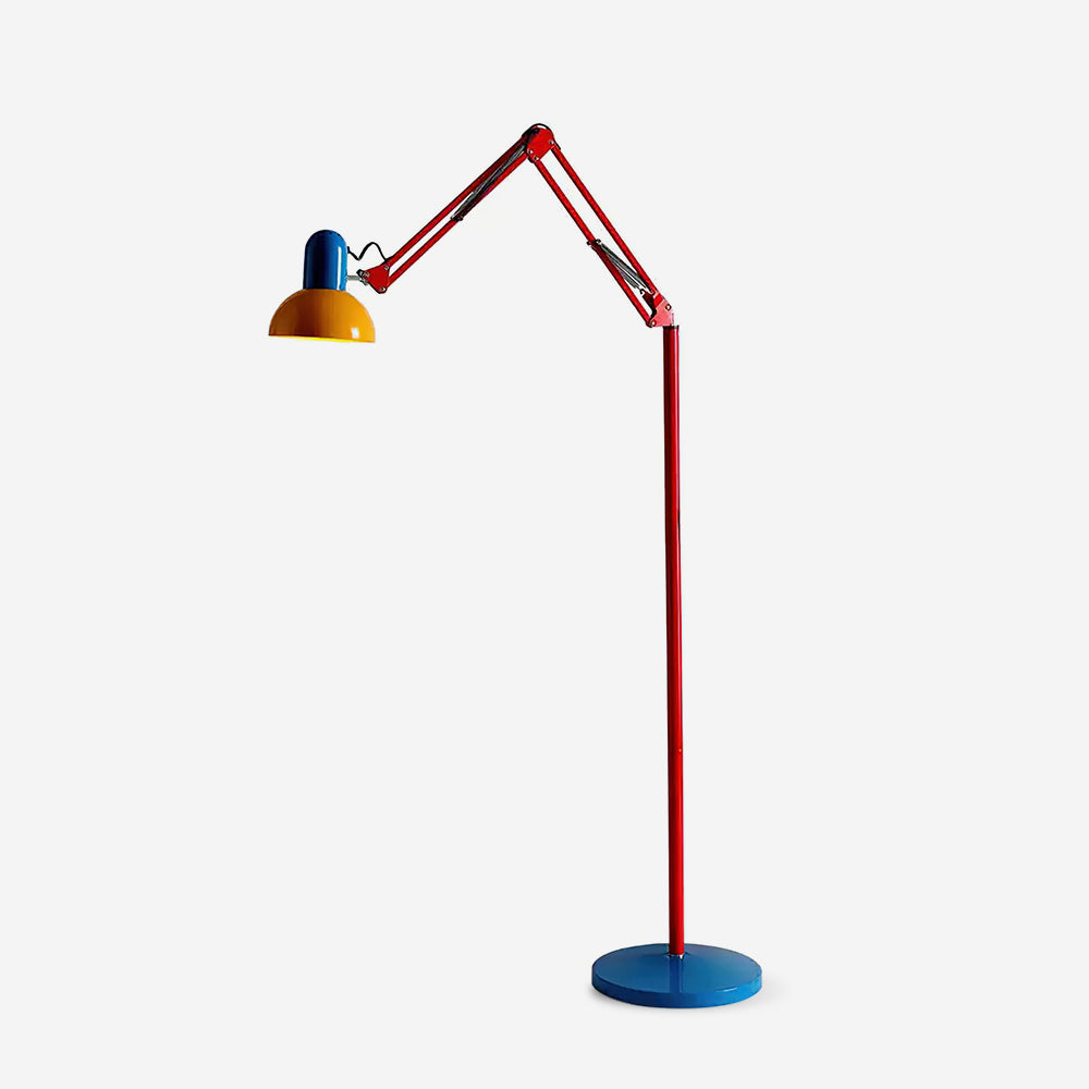 Memphis Style Arc Floor Lamp with Adjustable Arm | Bold Color Block Light