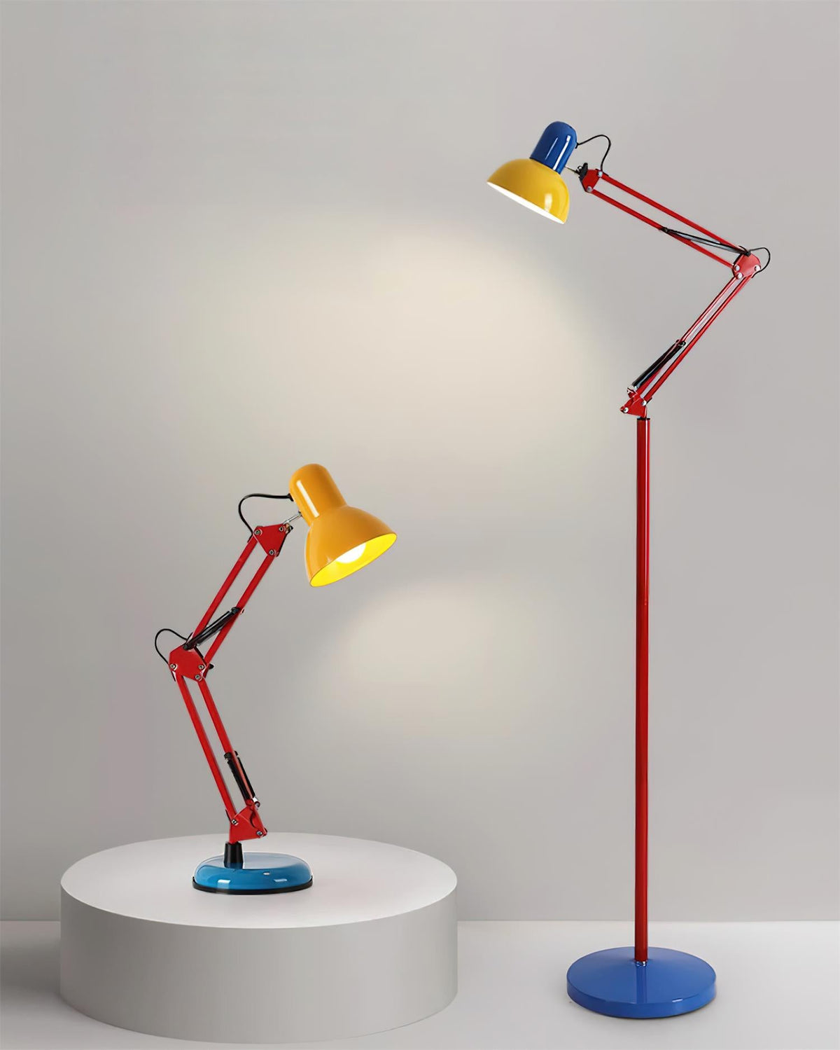 Primo | Memphis Style Adjustable Arm Table Lamp with Color Block Design for Desk Reading