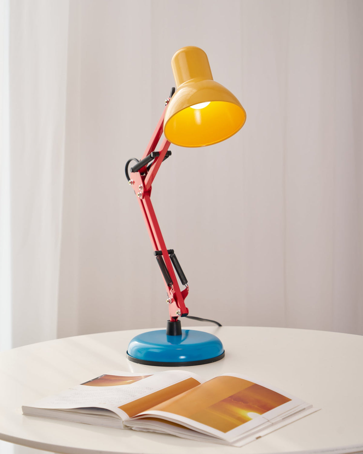Primo | Memphis Style Adjustable Arm Table Lamp with Color Block Design for Desk Reading