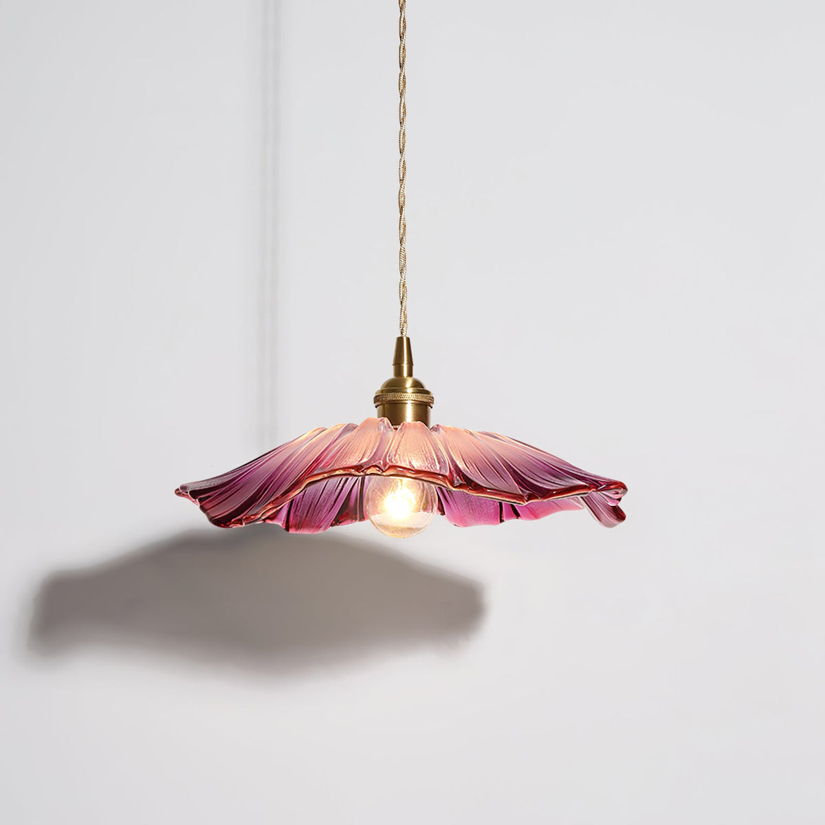 Posy | Plug In Pendant Light with Flower Glass Shade | Dimmable Hanging Lamp for Bedroom