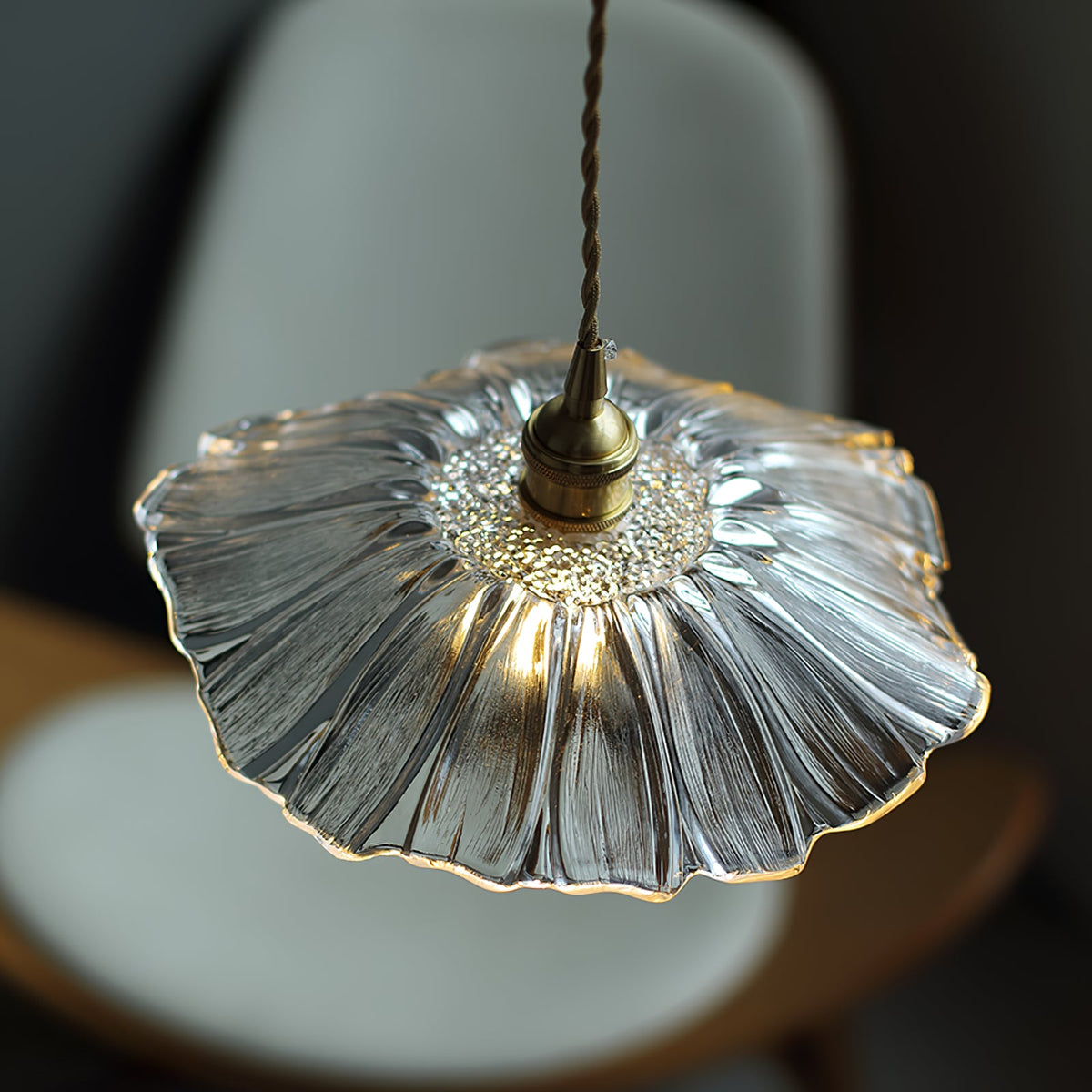 Posy | Plug In Pendant Light with Flower Glass Shade | Dimmable Hanging Lamp for Bedroom
