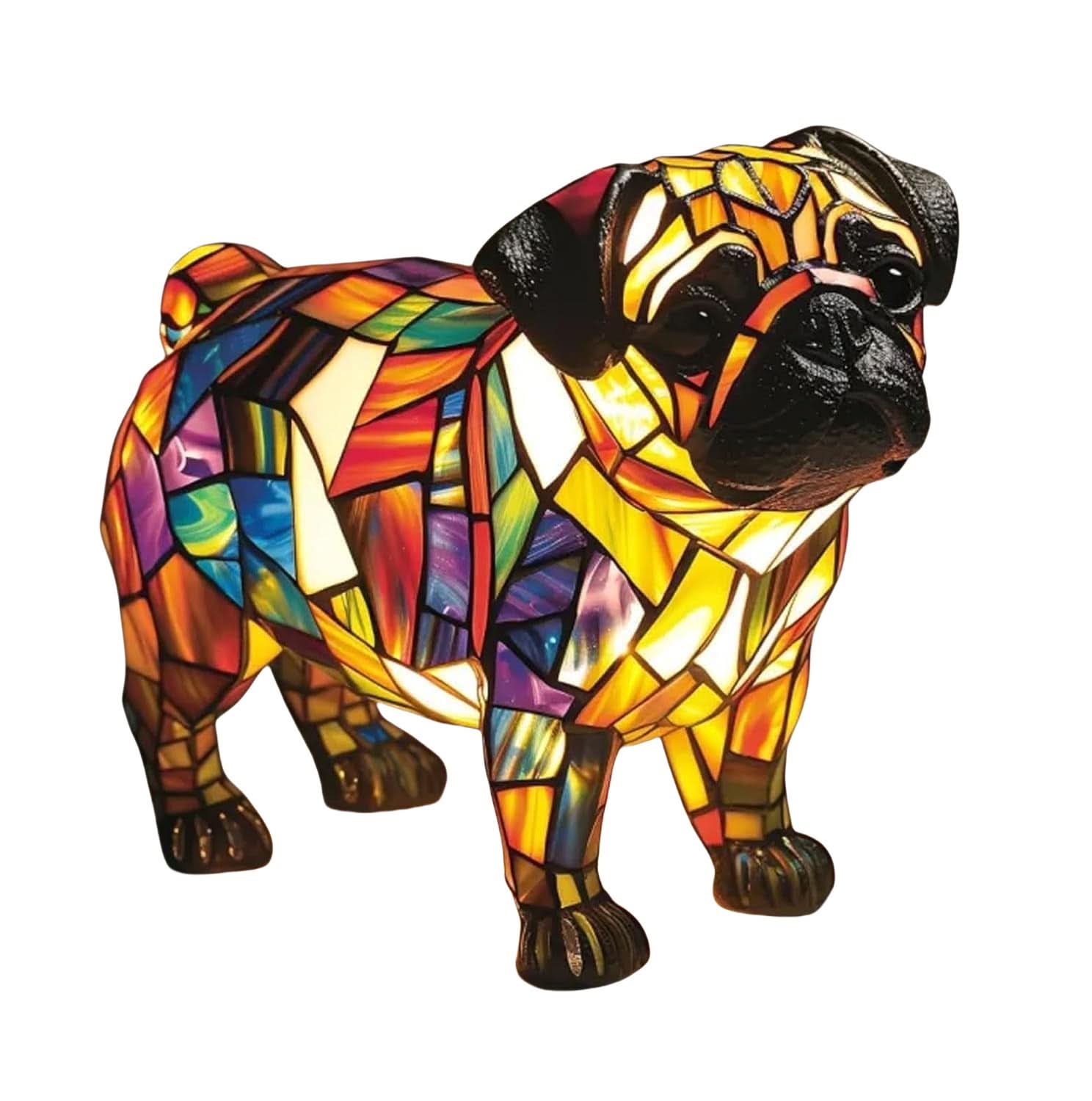 Art Deco Stained Glass Dog Table Lamp USB