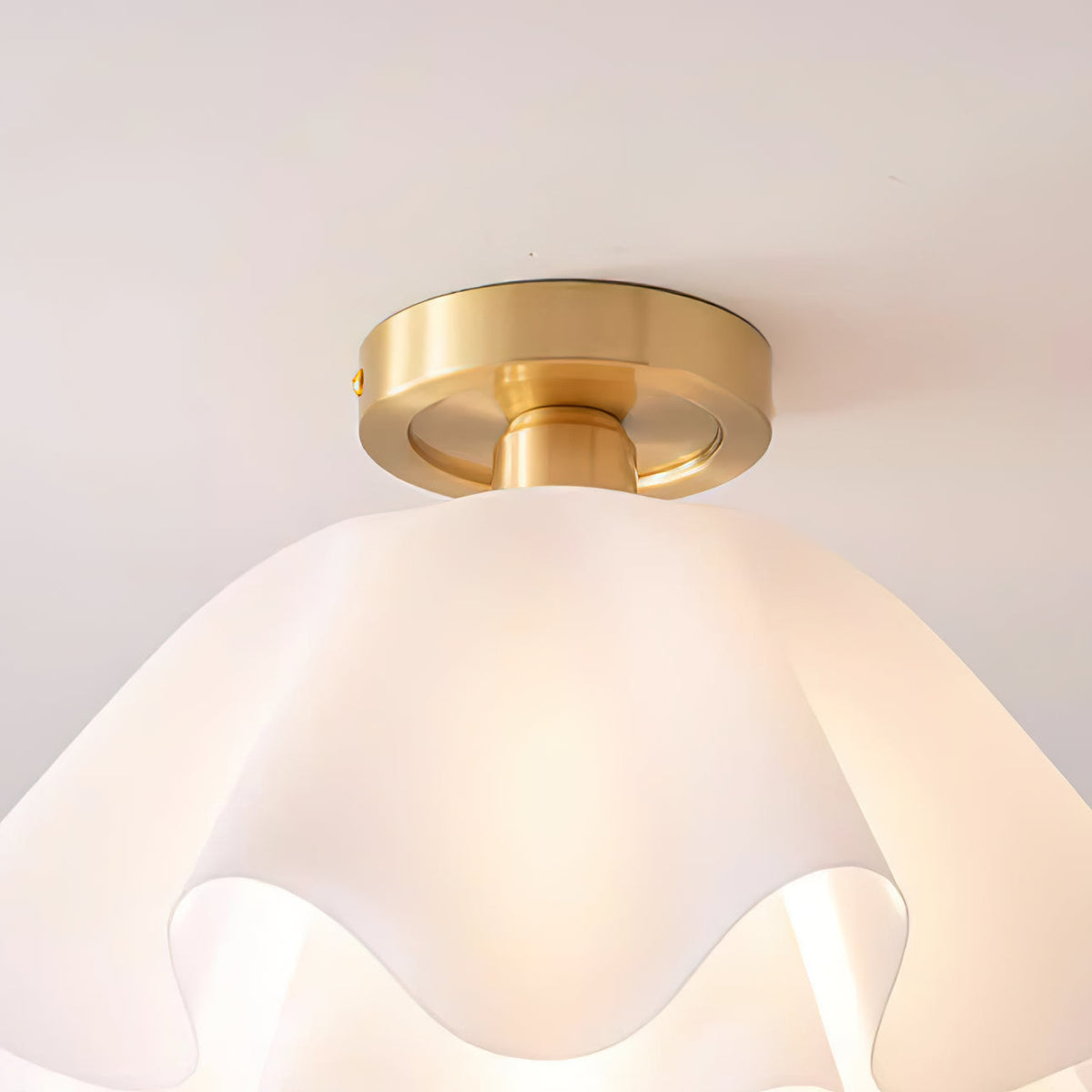 Gilda | Mid-Century Pleated Ceiling Light with Brass Body, Dimmable Fixture for Hallways