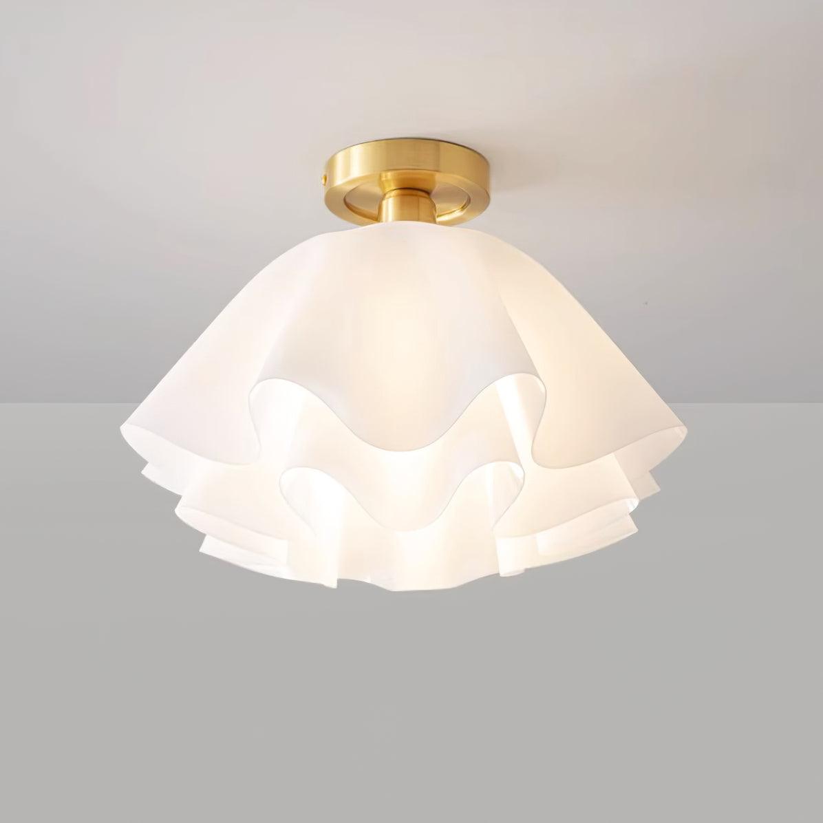 Gilda | Mid-Century Pleated Ceiling Light with Brass Body, Dimmable Fixture for Hallways