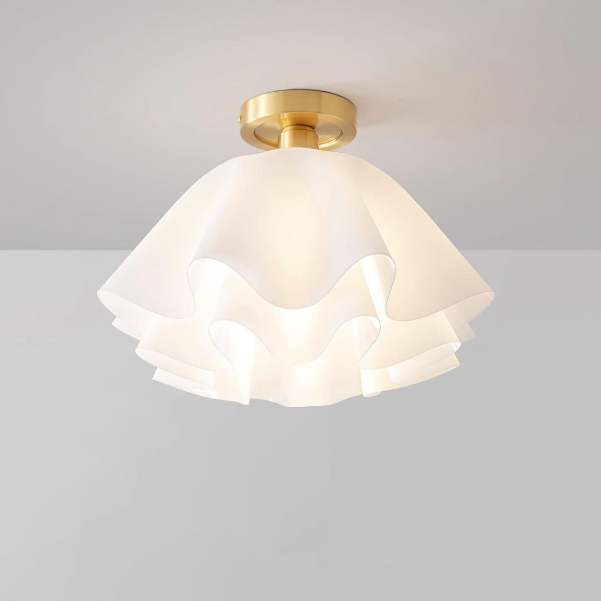 Gilda | Mid-Century Pleated Ceiling Light with Brass Body, Dimmable Fixture for Hallways