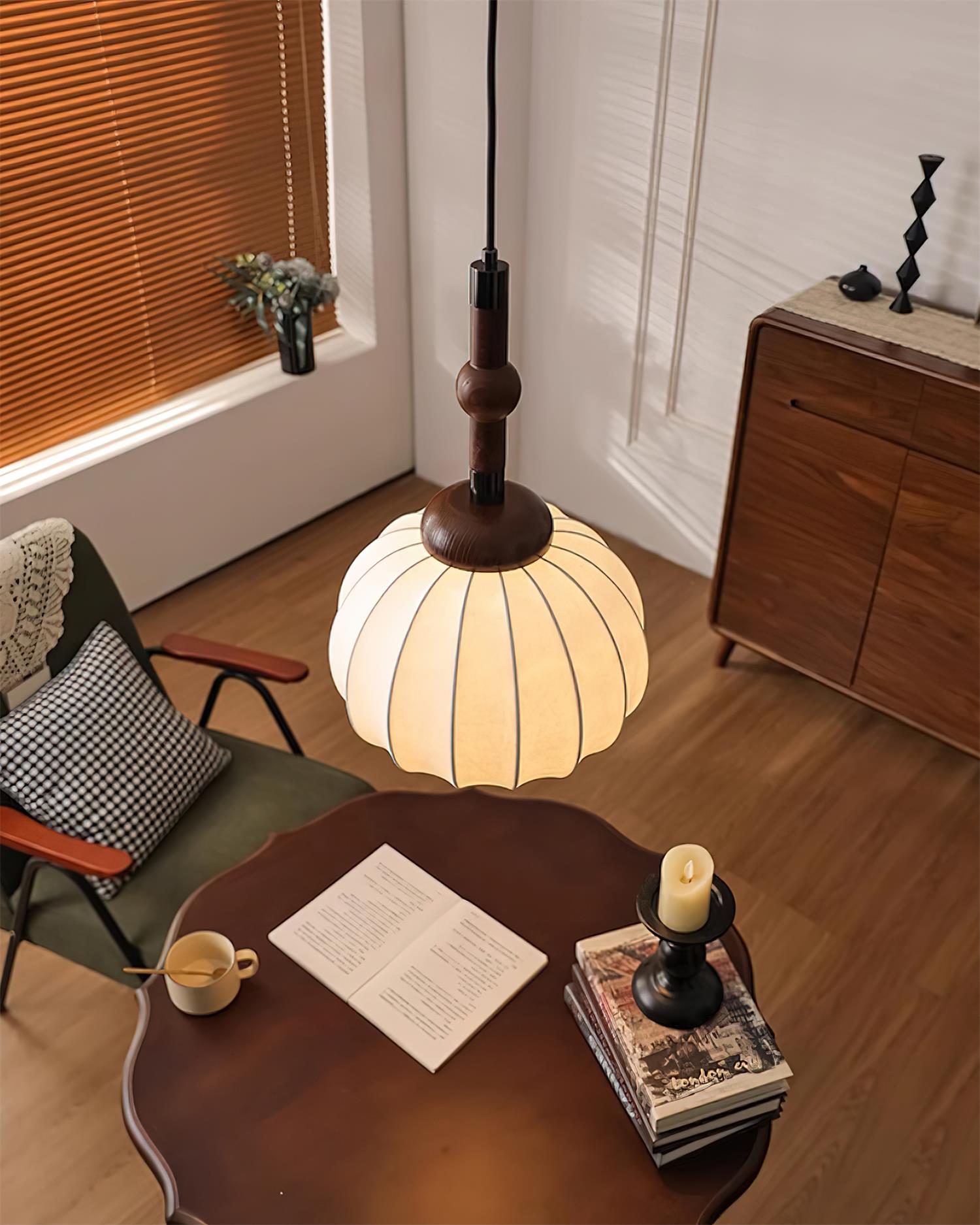 Silk Pendant Light Luxury Ceiling Hanging Lamp for Living Room