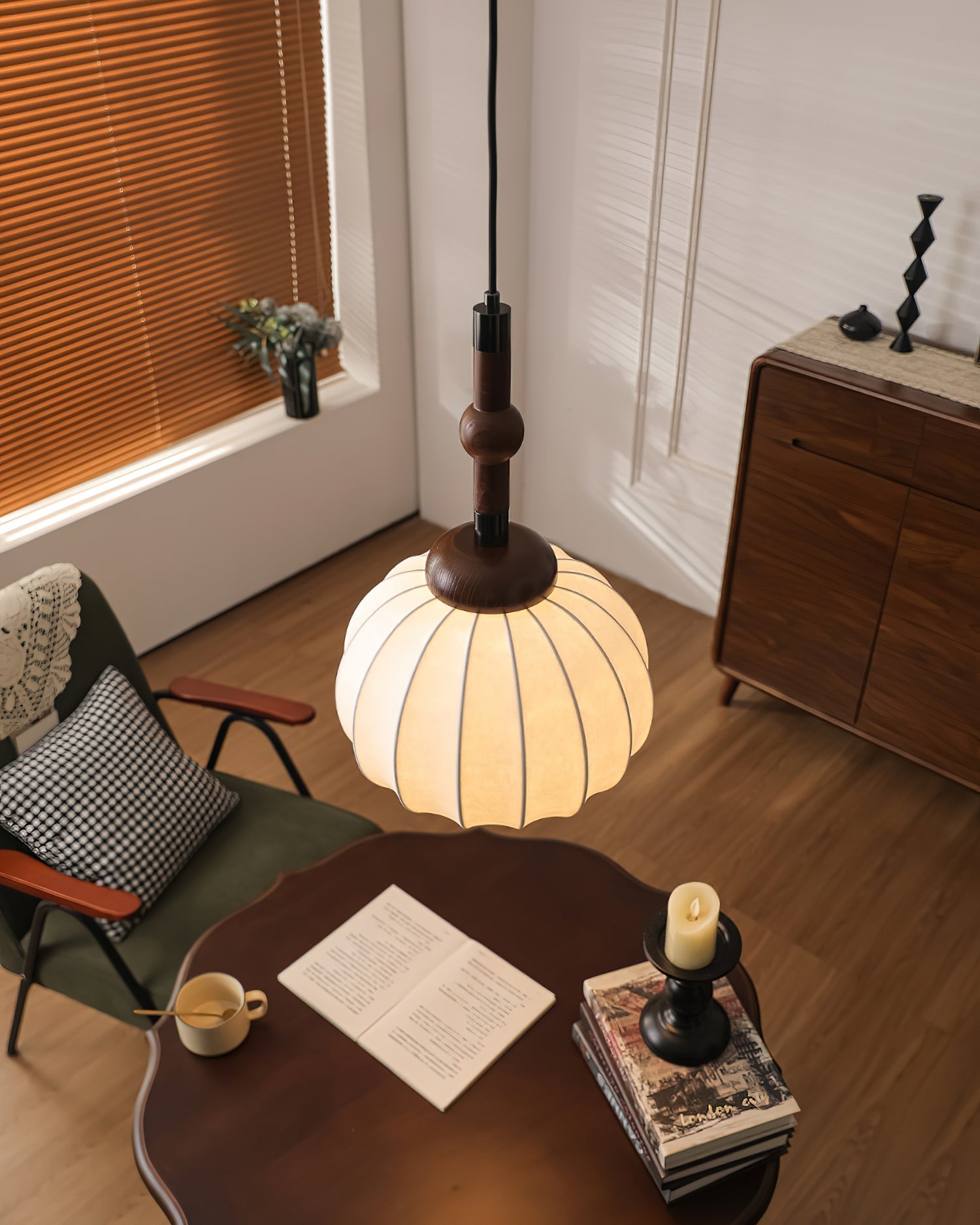 Silk Pendant Light Luxury Ceiling Hanging Lamp for Living Room