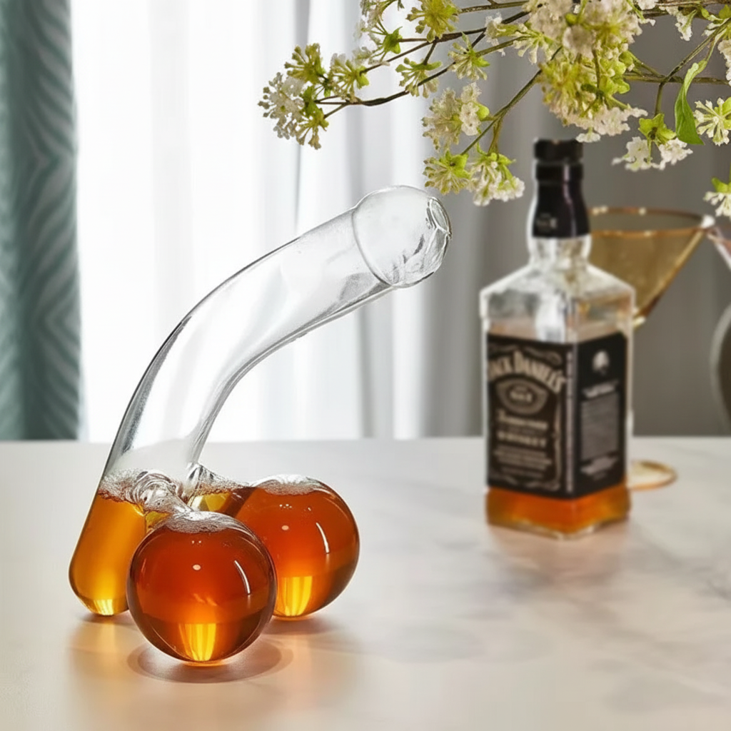 Verrine | Glass Decanter Carafe with 650 ml Capacity | Sculpted Beverage Server for Table
