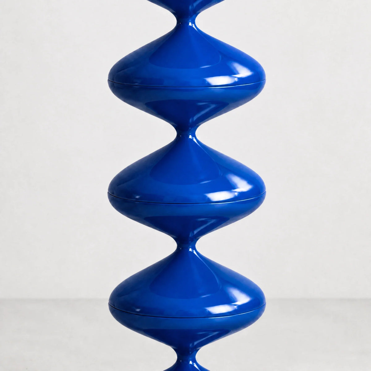 Sculptural Blue Floor Lamp with Stacked Metal Discs | Frosted Dome for Ambient Light