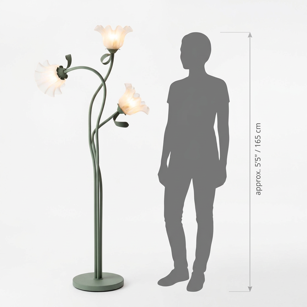 Calla Lily Floral Floor Lamp with Acrylic Petal Shades | Foot-Switch Light
