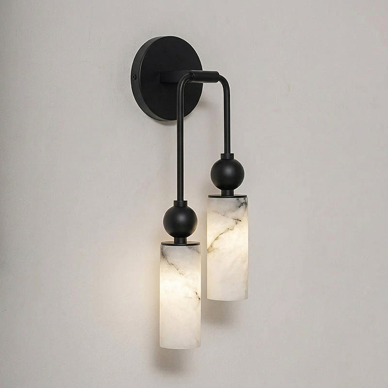 Natural Alabaster Wall Sconce with Brass Hardware | Warm Glow Bedside Light