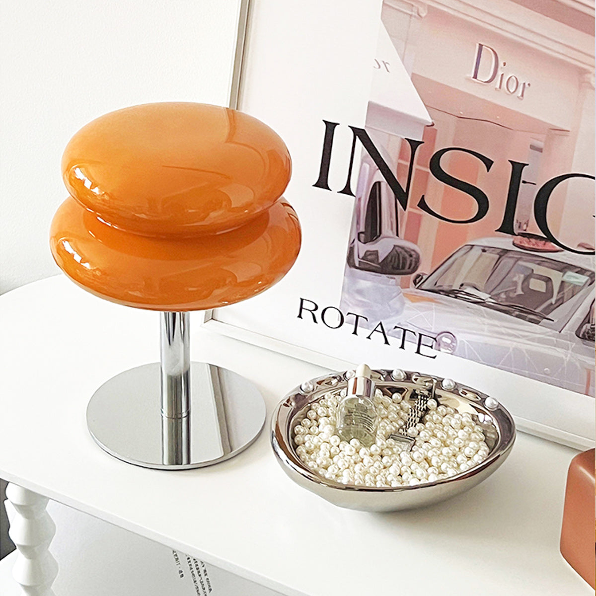 Bombolo | Cordless Mushroom Glass Table Lamp with Touch Control | Retro Glow for Bedside