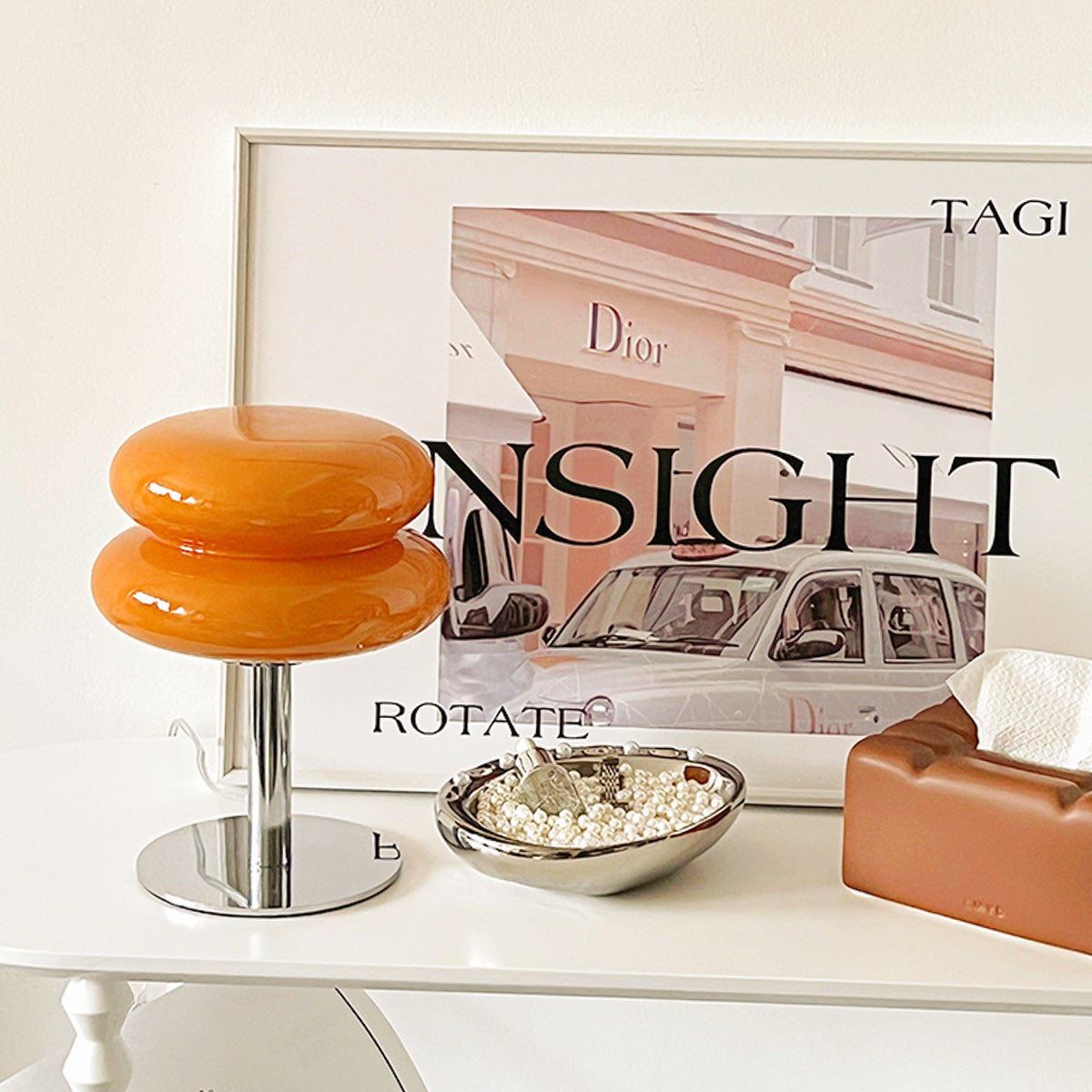 Bombolo | Cordless Mushroom Glass Table Lamp with Touch Control | Retro Glow for Bedside