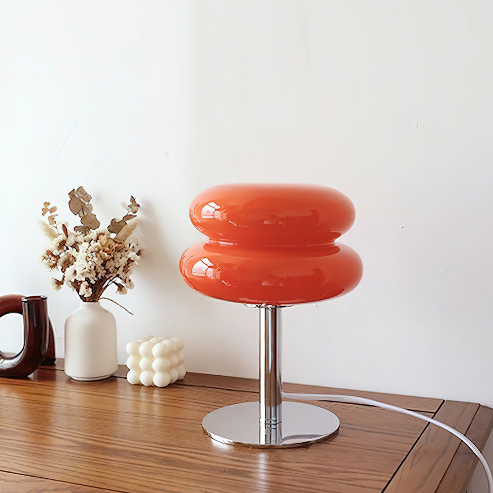 Bombolo | Cordless Mushroom Glass Table Lamp with Touch Control | Retro Glow for Bedside
