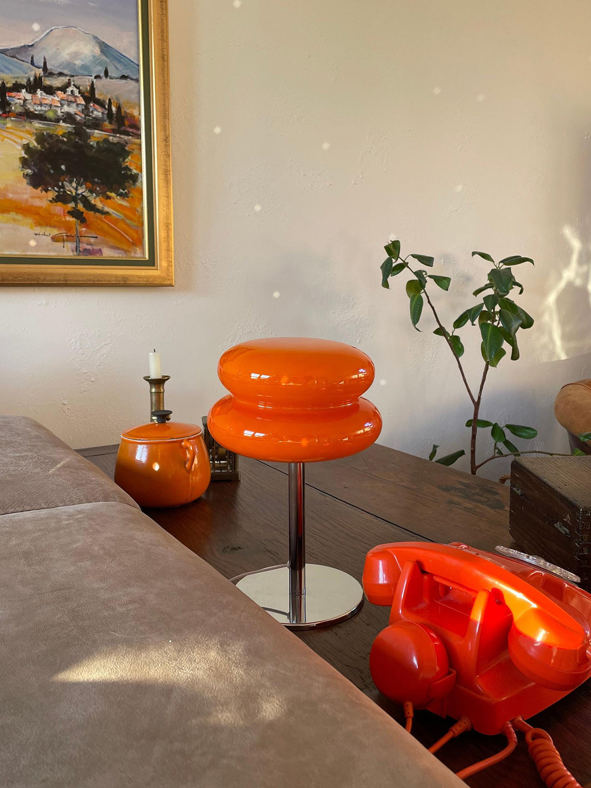 Bombolo | Cordless Mushroom Glass Table Lamp with Touch Control | Retro Glow for Bedside