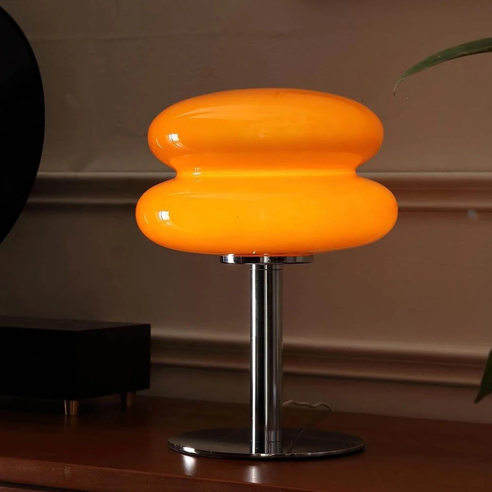 Bombolo | Cordless Mushroom Glass Table Lamp with Touch Control | Retro Glow for Bedside
