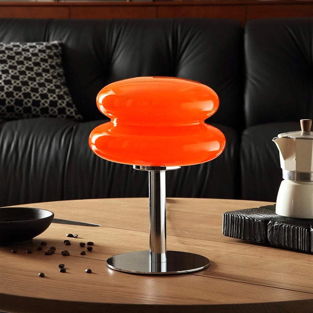 Bombolo | Cordless Mushroom Glass Table Lamp with Touch Control | Retro Glow for Bedside