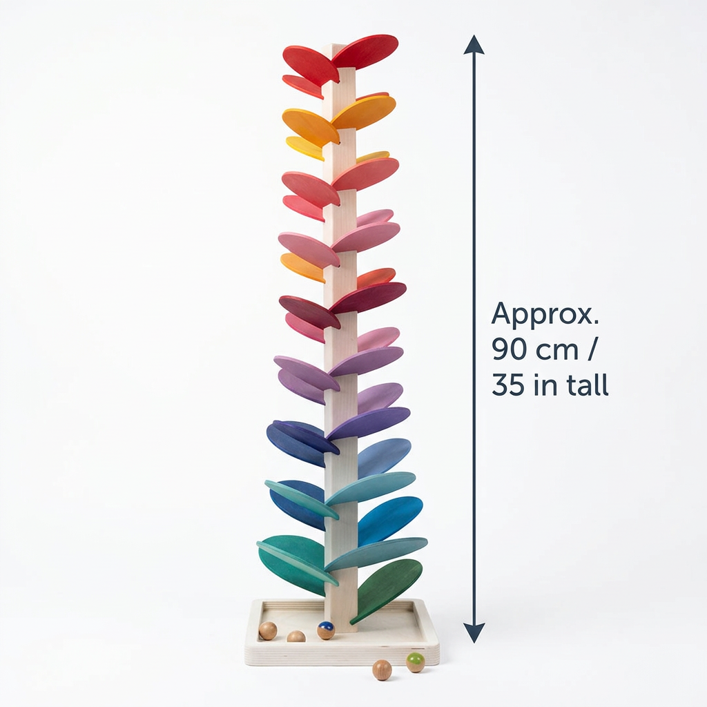 Wooden Rainbow Sound Tower with Colorful Falling Balls | Sensory Toy for Kids