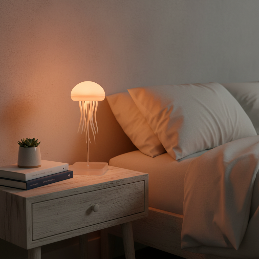 LED Jellyfish Aquarium Lamp with Moving Jellyfish – RGB Color Changing Night Light