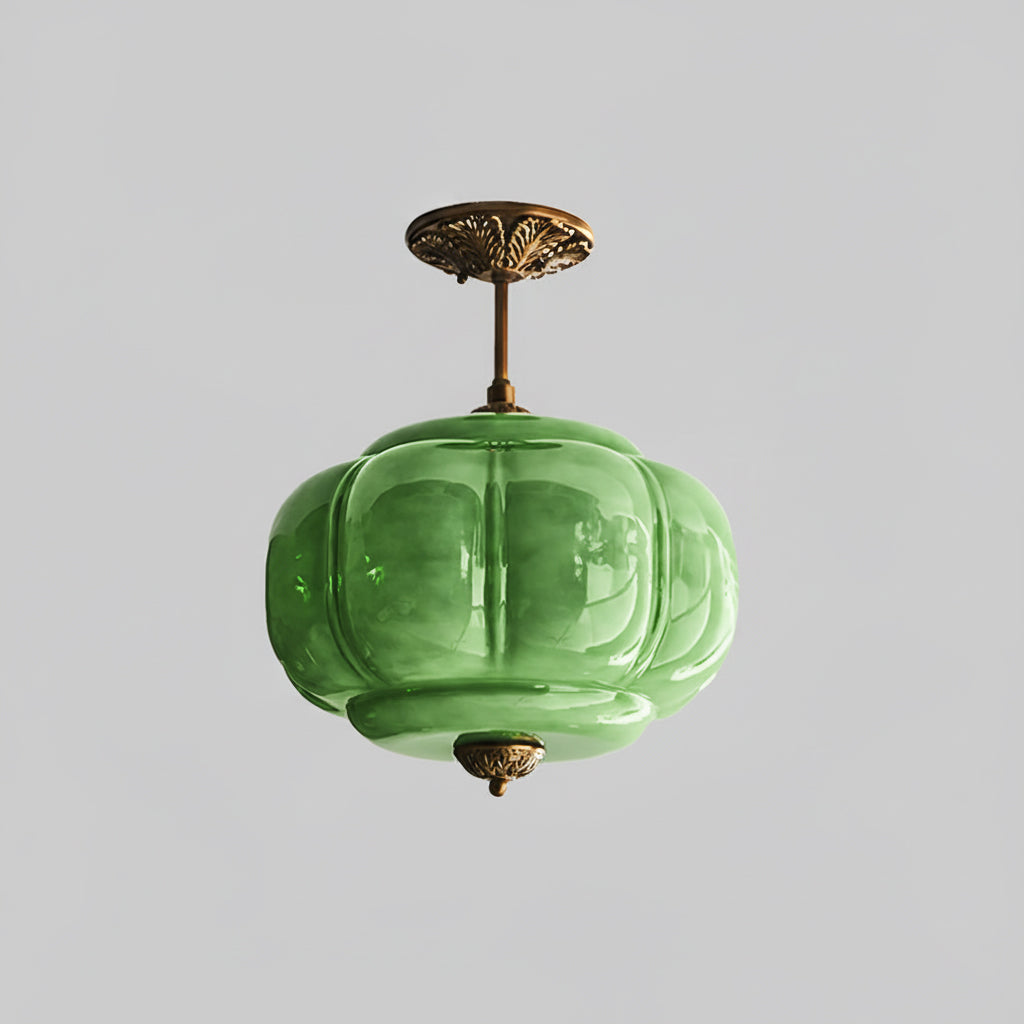 Jadeira | Jade Glass Ceiling Light with Brass Fittings | Dimmable Entryway Light Fixture