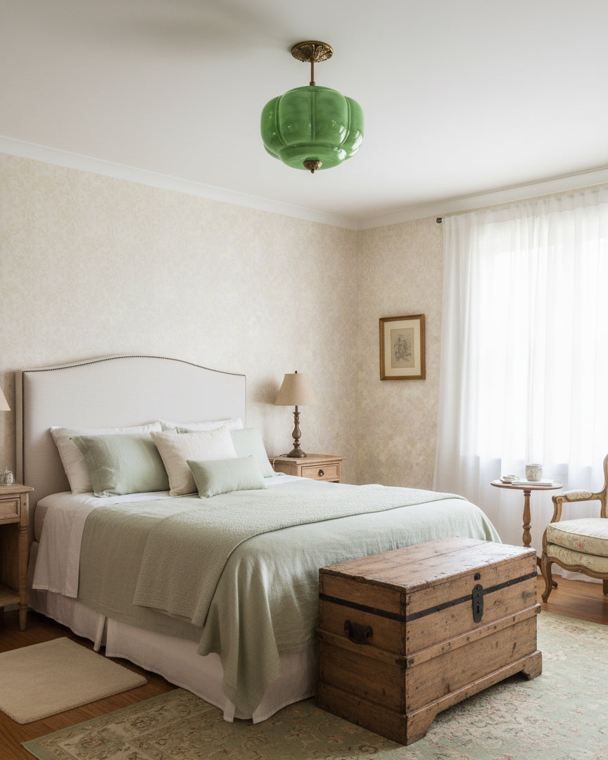 Jadeira | Jade Glass Ceiling Light with Brass Fittings | Dimmable Entryway Light Fixture