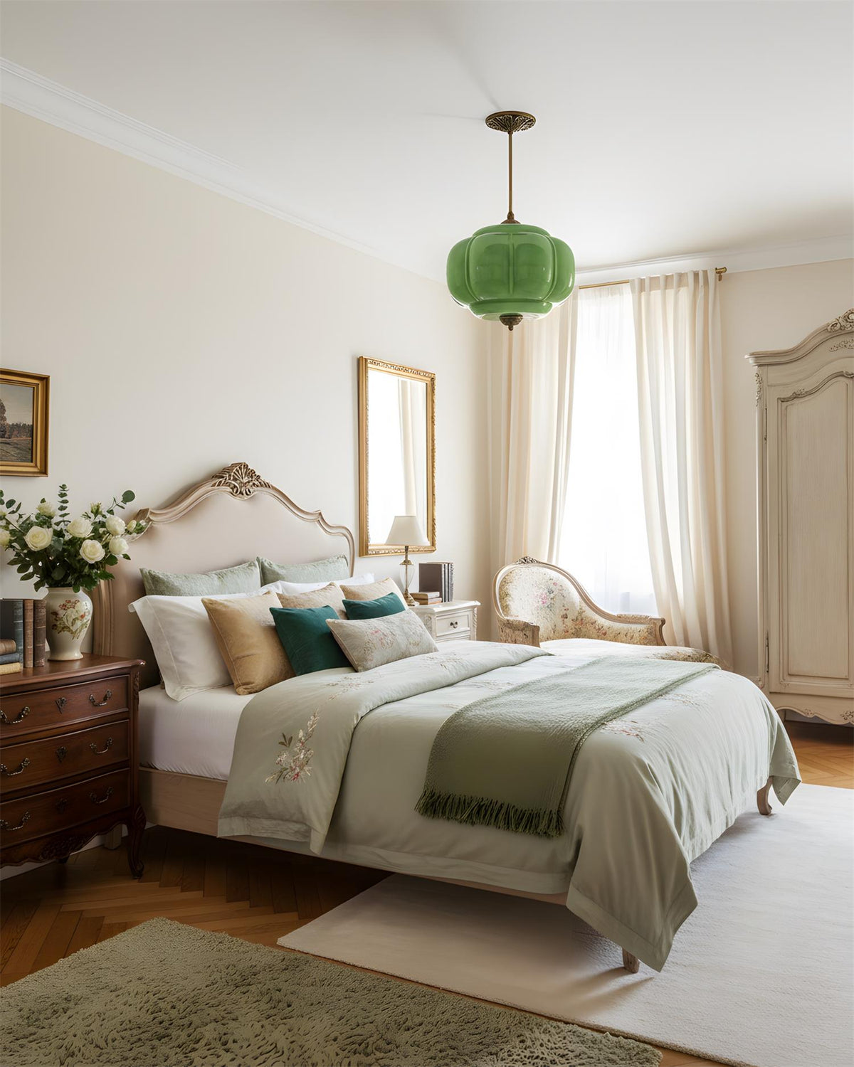 Jadeira | Jade Glass Ceiling Light with Brass Fittings | Dimmable Entryway Light Fixture