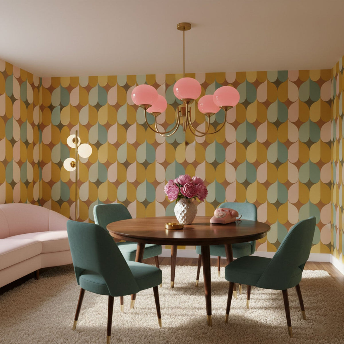 Marshmallow | Modern Glass Bubble Chandelier with Hand-Sprayed Pink Shades