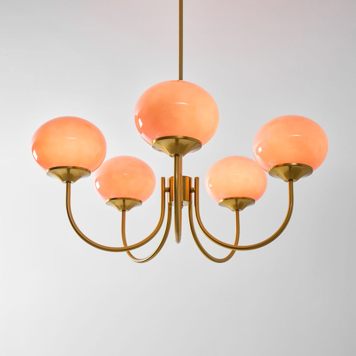 Marshmallow | Modern Glass Bubble Chandelier with Hand-Sprayed Pink Shades