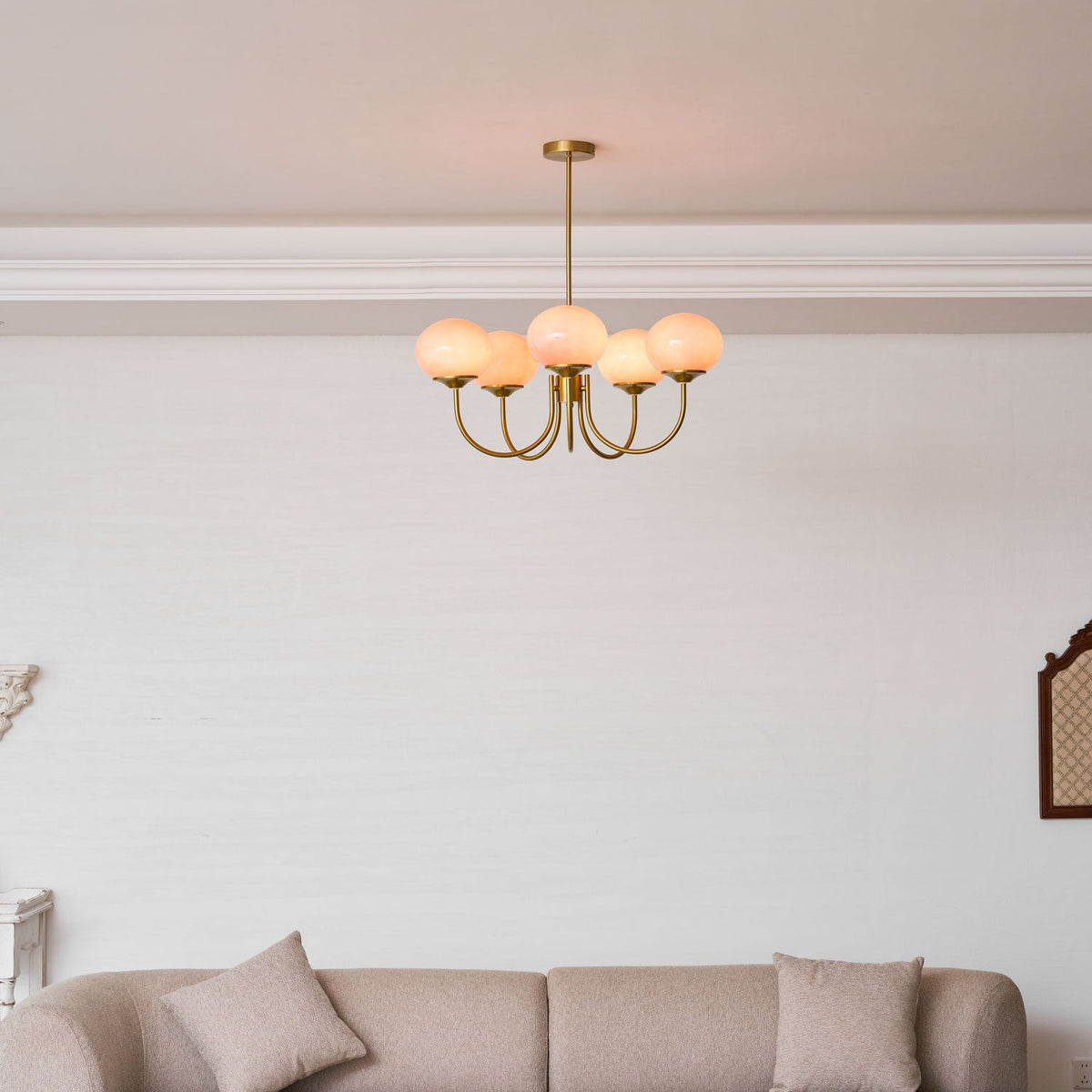 Marshmallow | Modern Glass Bubble Chandelier with Hand-Sprayed Pink Shades