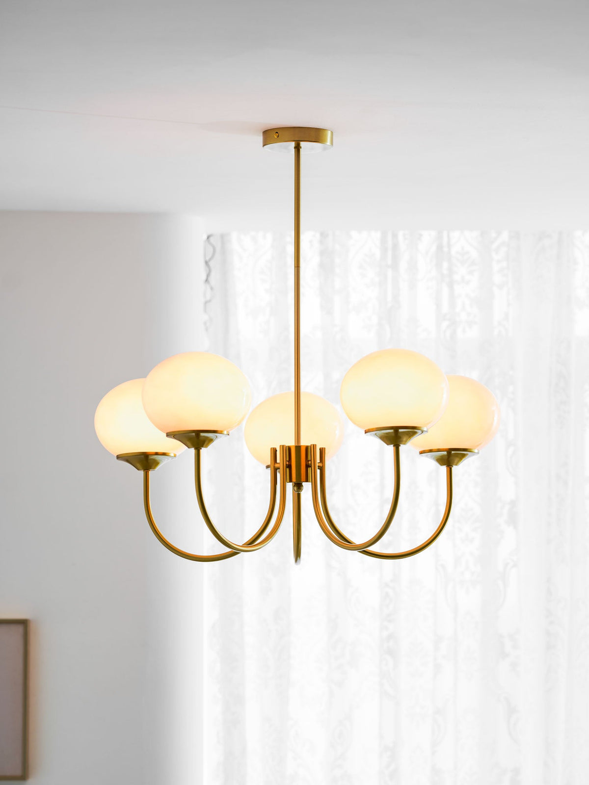 Marshmallow | Modern Glass Bubble Chandelier with Hand-Sprayed Pink Shades