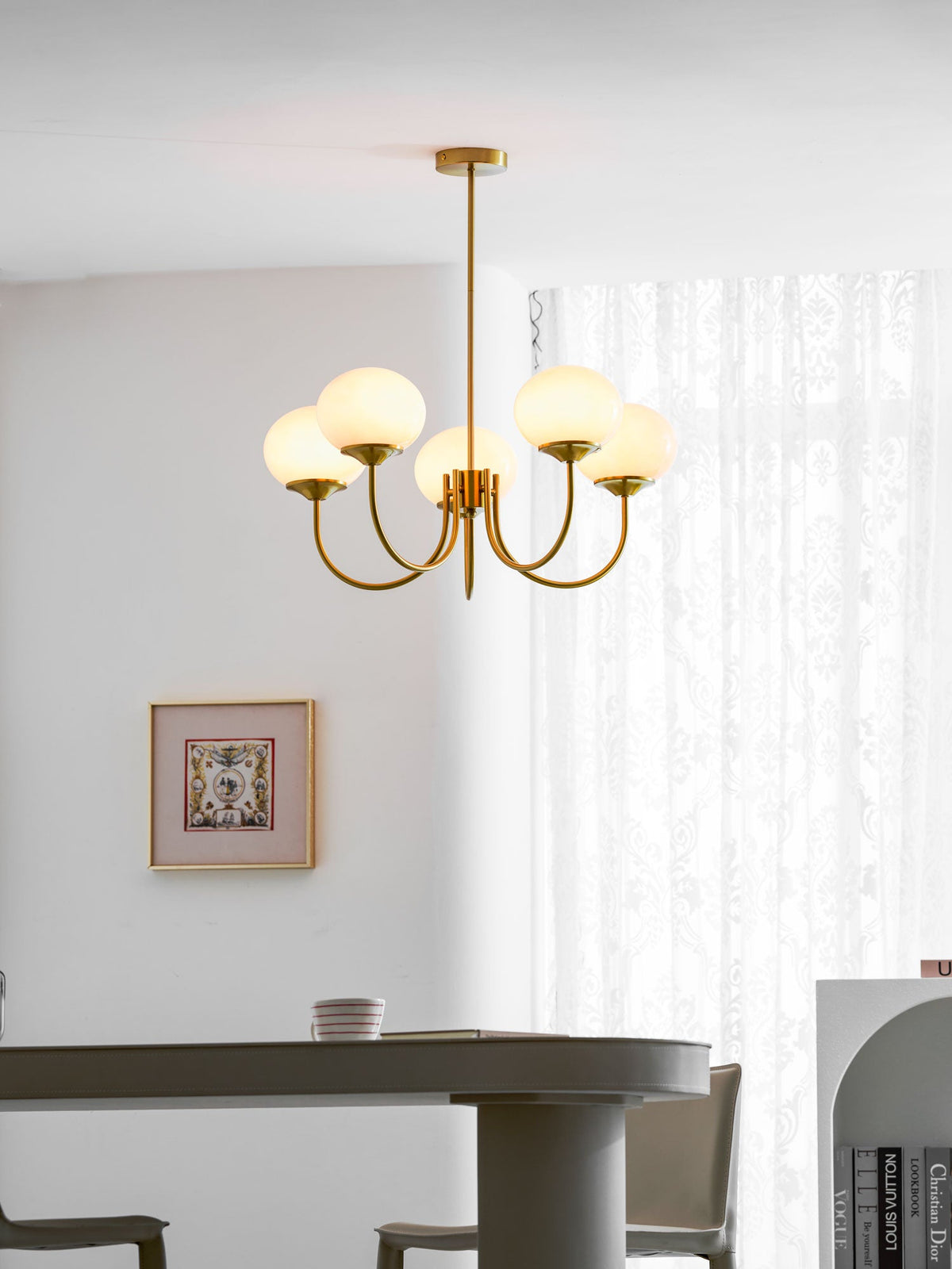 Marshmallow | Modern Glass Bubble Chandelier with Hand-Sprayed Pink Shades