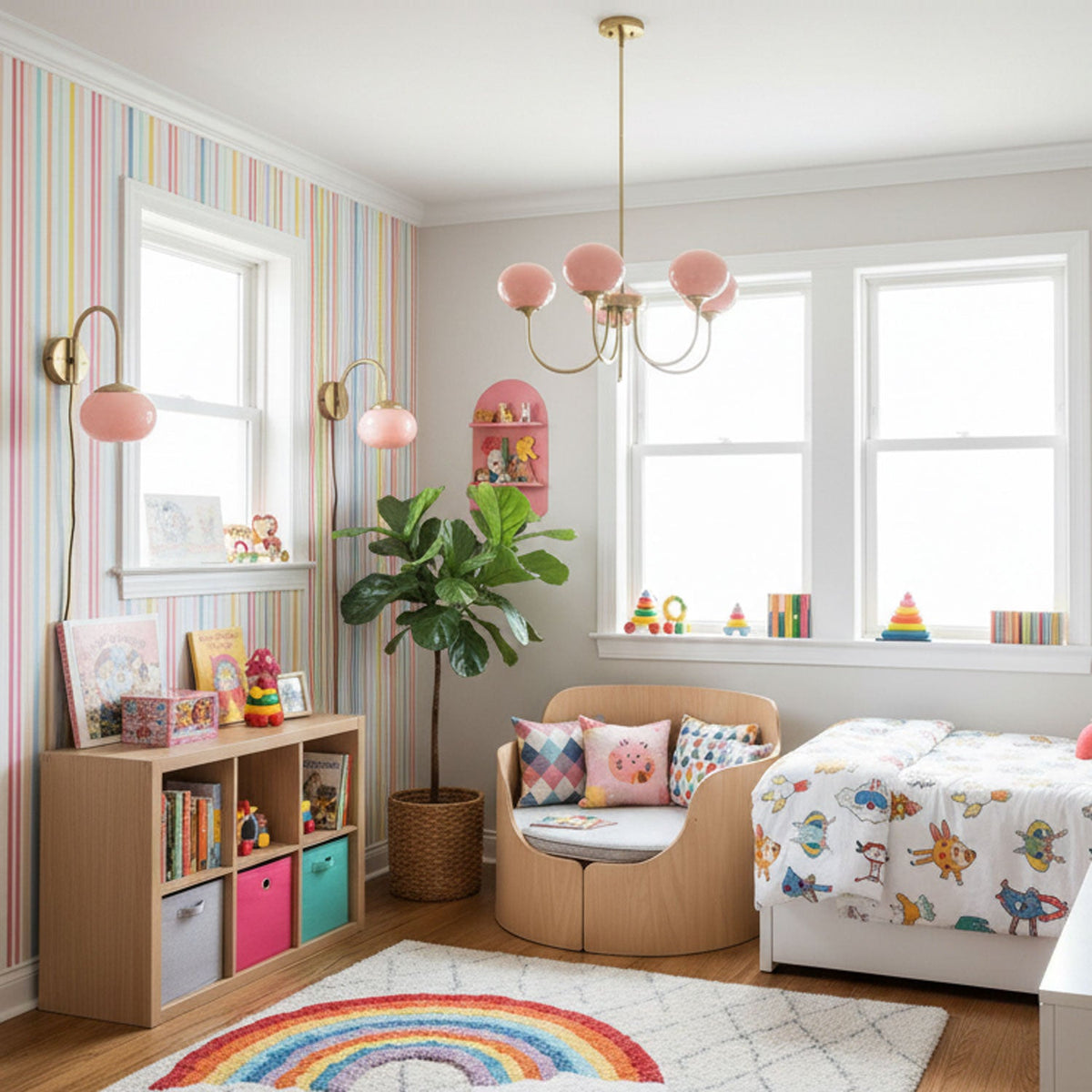 Marshmallow | Modern Glass Bubble Chandelier with Hand-Sprayed Pink Shades