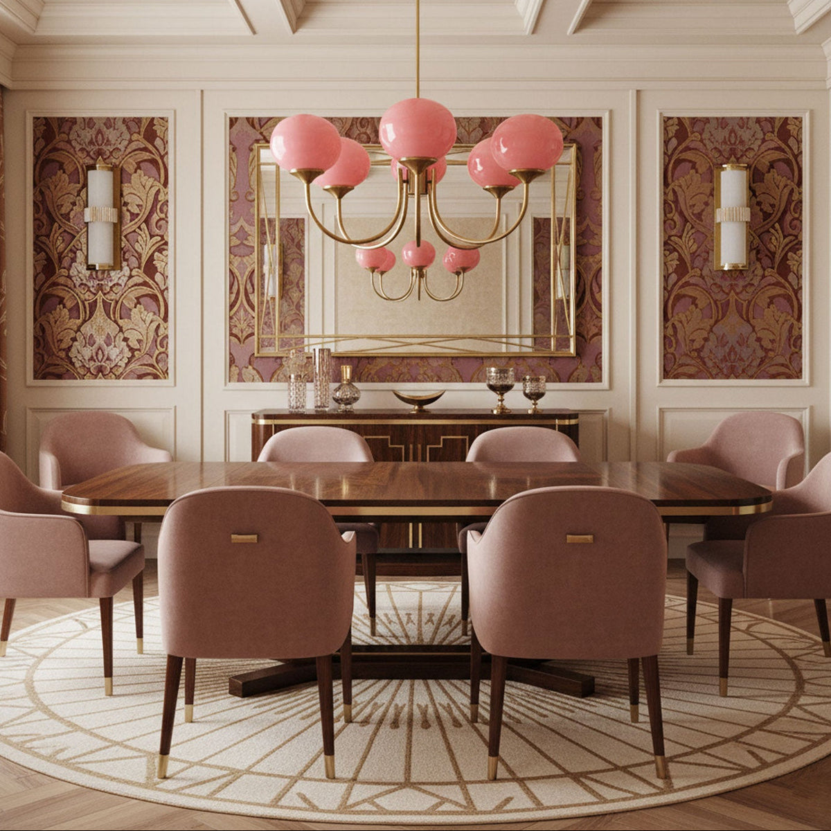 Marshmallow | Modern Glass Bubble Chandelier with Hand-Sprayed Pink Shades