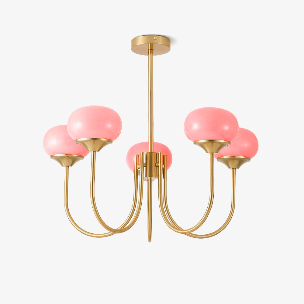 Marshmallow | Modern Glass Bubble Chandelier with Hand-Sprayed Pink Shades