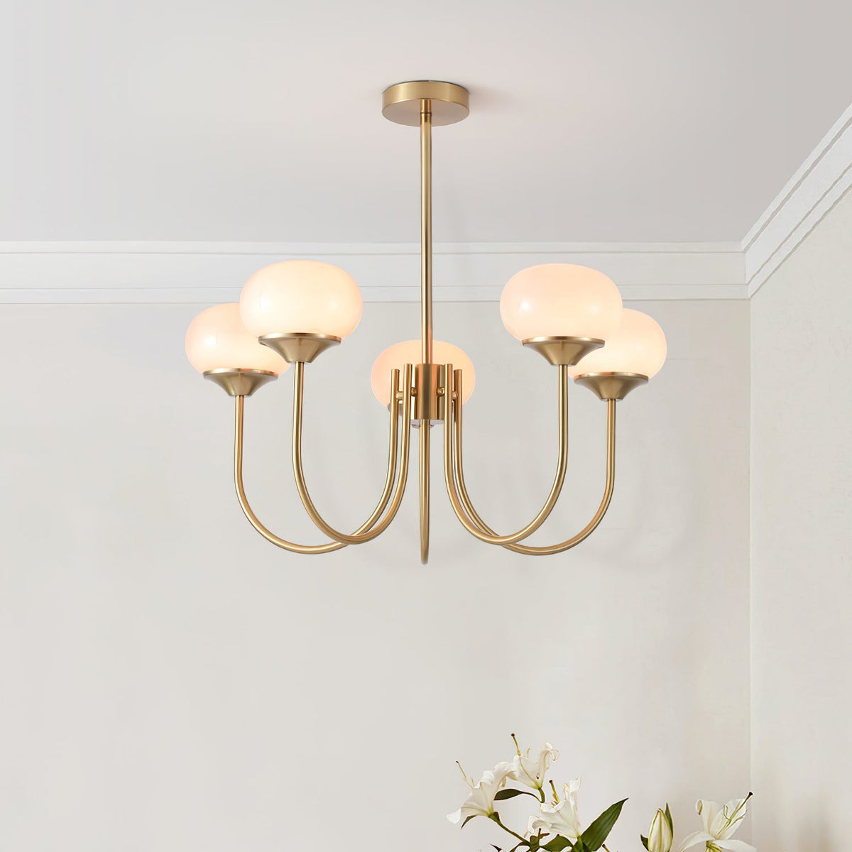 Marshmallow | Modern Glass Bubble Chandelier with Hand-Sprayed Pink Shades