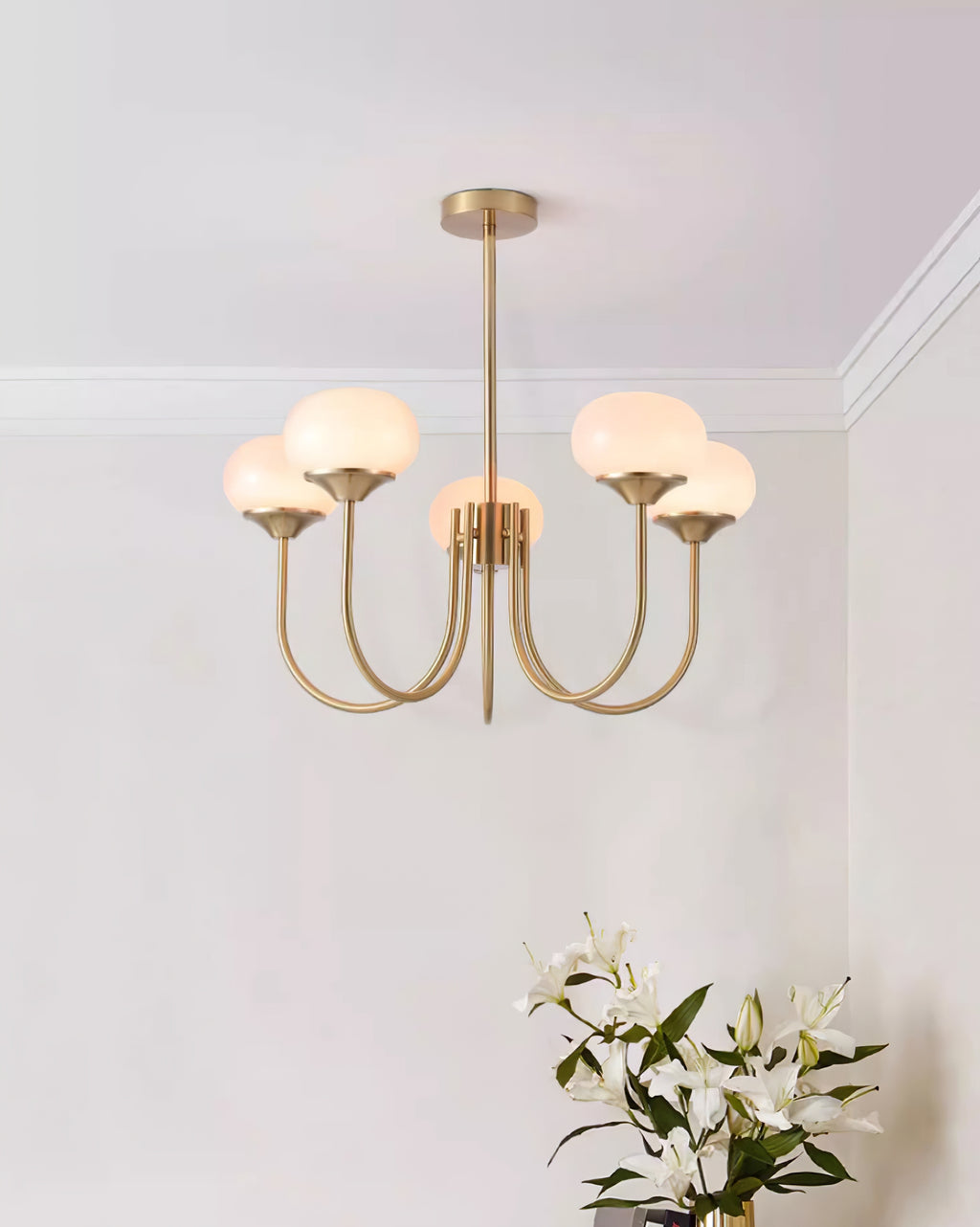 Marshmallow | Modern Glass Bubble Chandelier with Hand-Sprayed Pink Shades