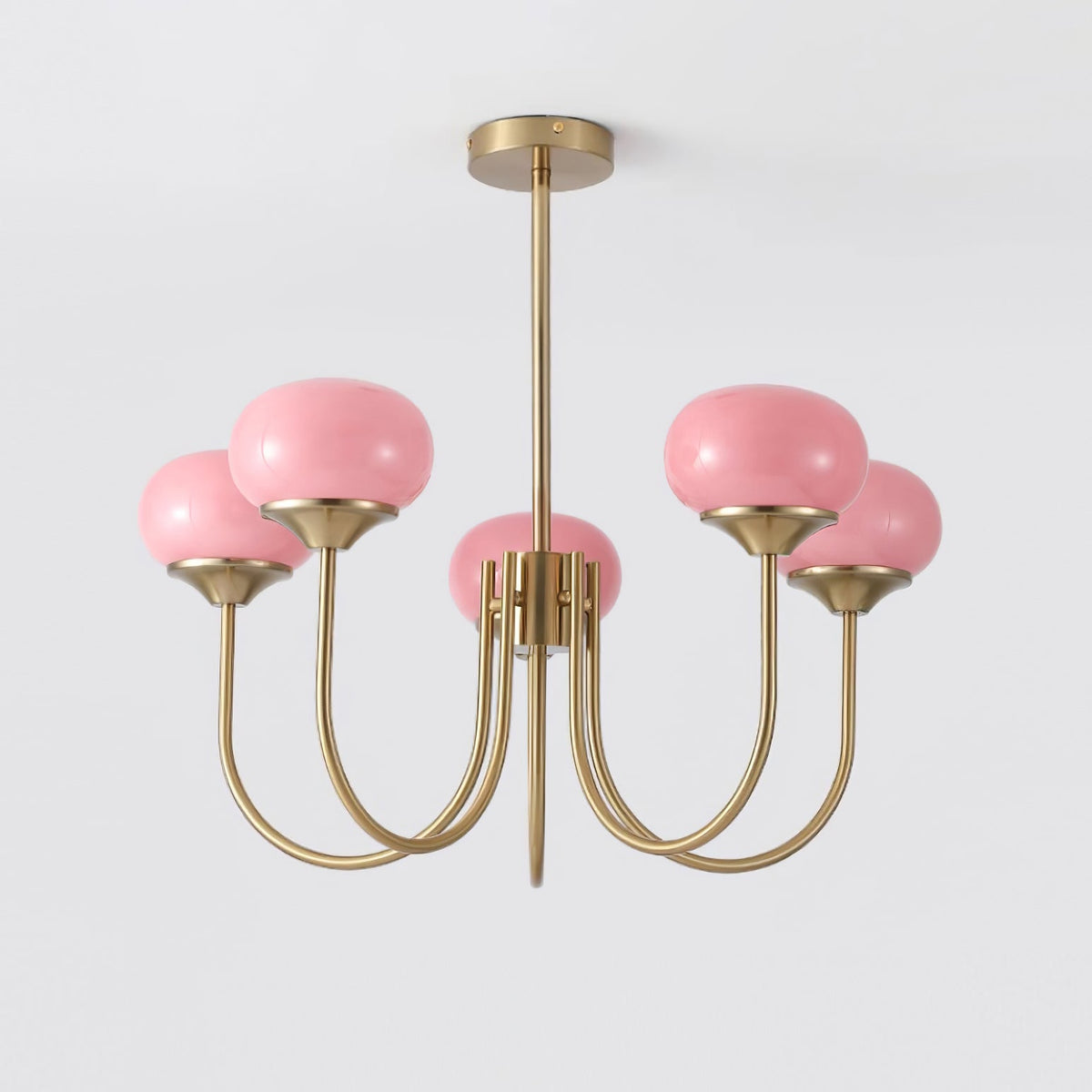 Marshmallow | Modern Glass Bubble Chandelier with Hand-Sprayed Pink Shades