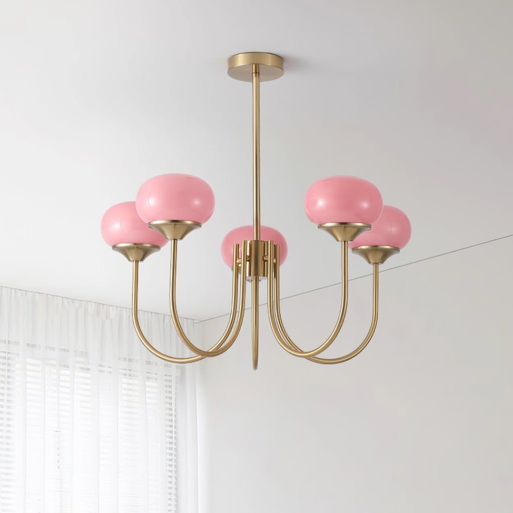 Marshmallow | Modern Glass Bubble Chandelier with Hand-Sprayed Pink Shades