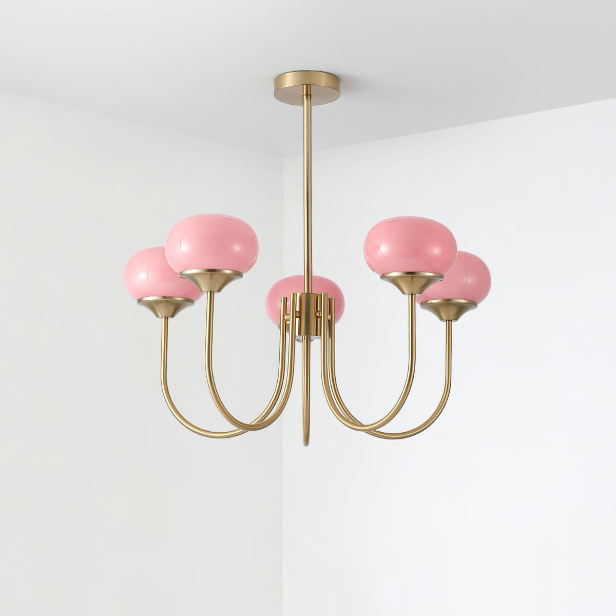 Marshmallow | Modern Glass Bubble Chandelier with Hand-Sprayed Pink Shades