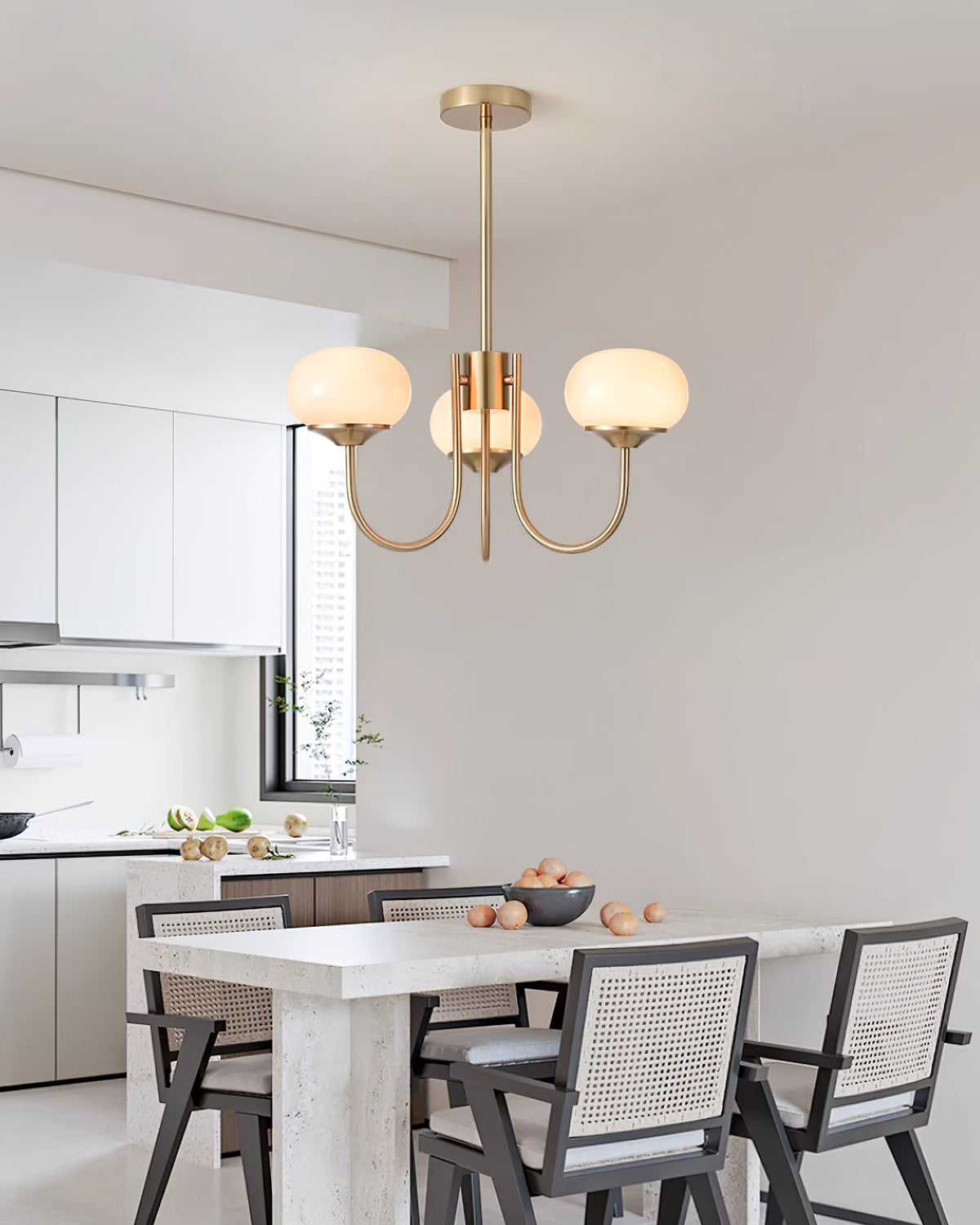 Marshmallow | Modern Glass Bubble Chandelier with Hand-Sprayed Pink Shades