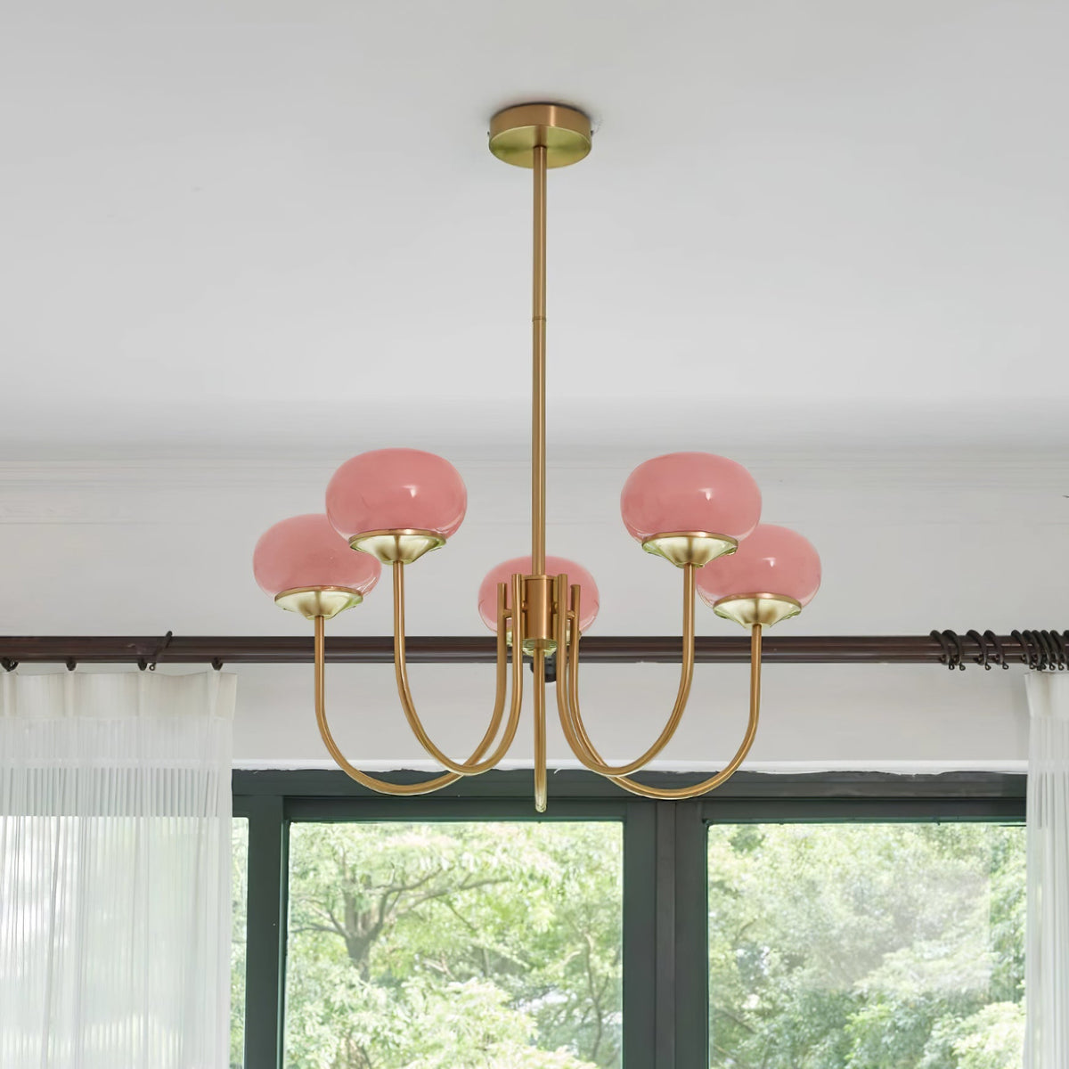 Marshmallow | Modern Glass Bubble Chandelier with Hand-Sprayed Pink Shades