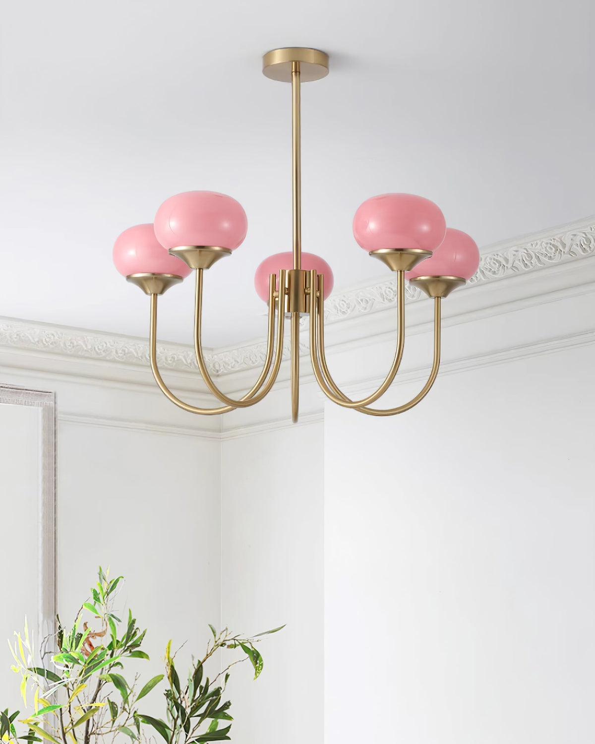 Marshmallow | Modern Glass Bubble Chandelier with Hand-Sprayed Pink Shades
