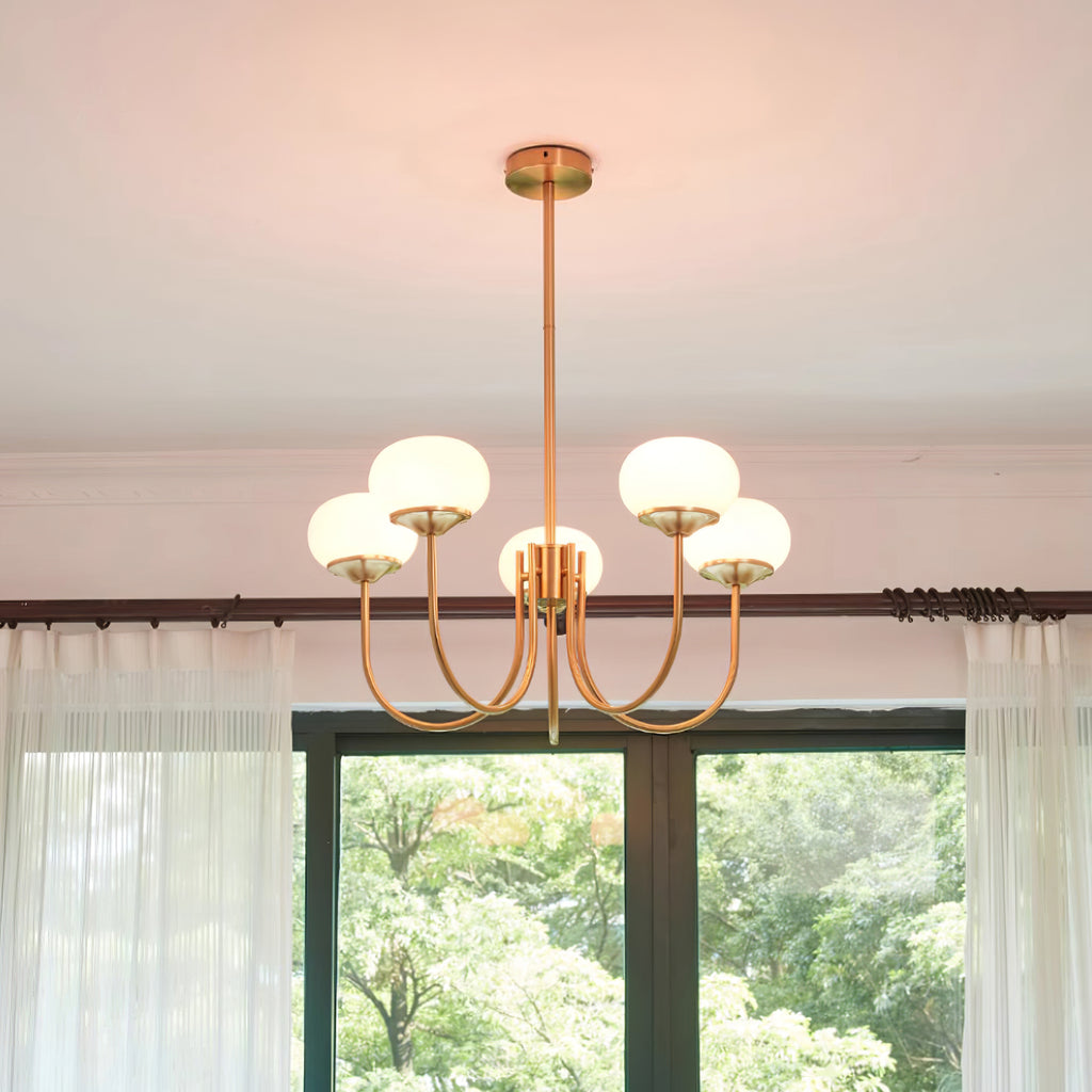 Marshmallow | Modern Glass Bubble Chandelier with Hand-Sprayed Pink Shades