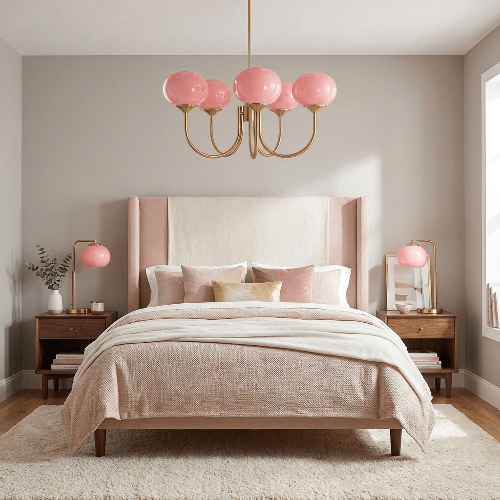 Marshmallow | Modern Glass Bubble Chandelier with Hand-Sprayed Pink Shades