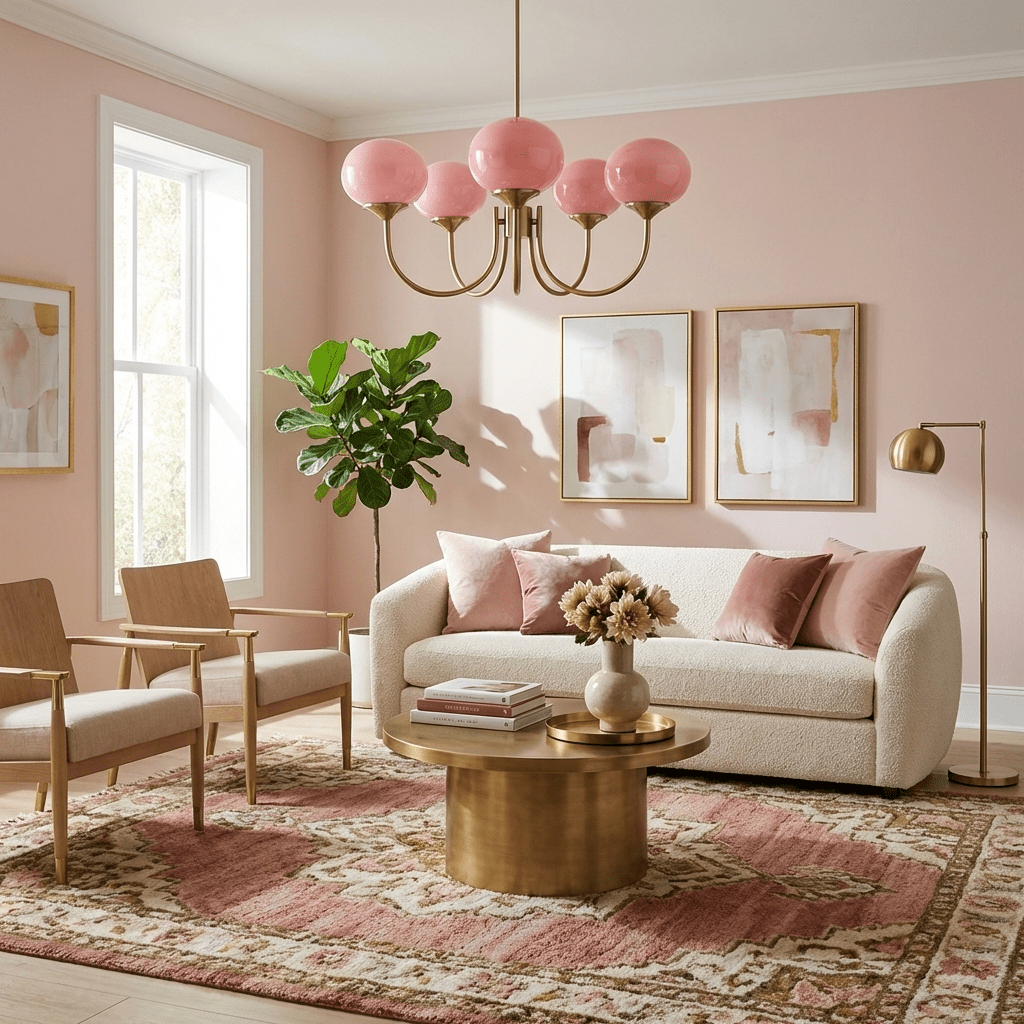 Marshmallow | Modern Glass Bubble Chandelier with Hand-Sprayed Pink Shades