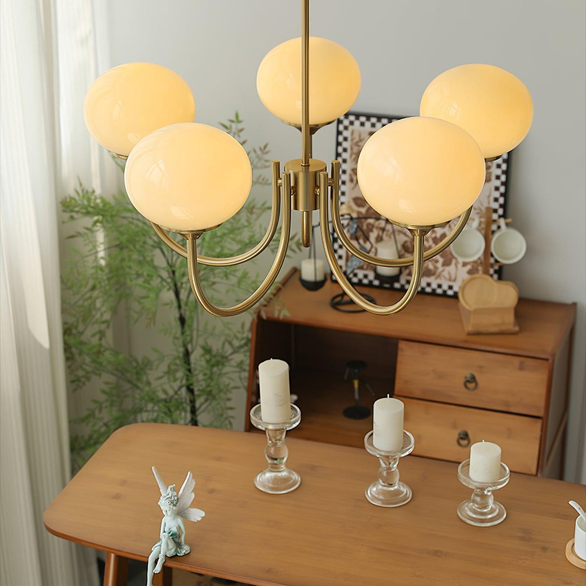 Marshmallow | Modern Glass Bubble Chandelier with Hand-Sprayed Pink Shades